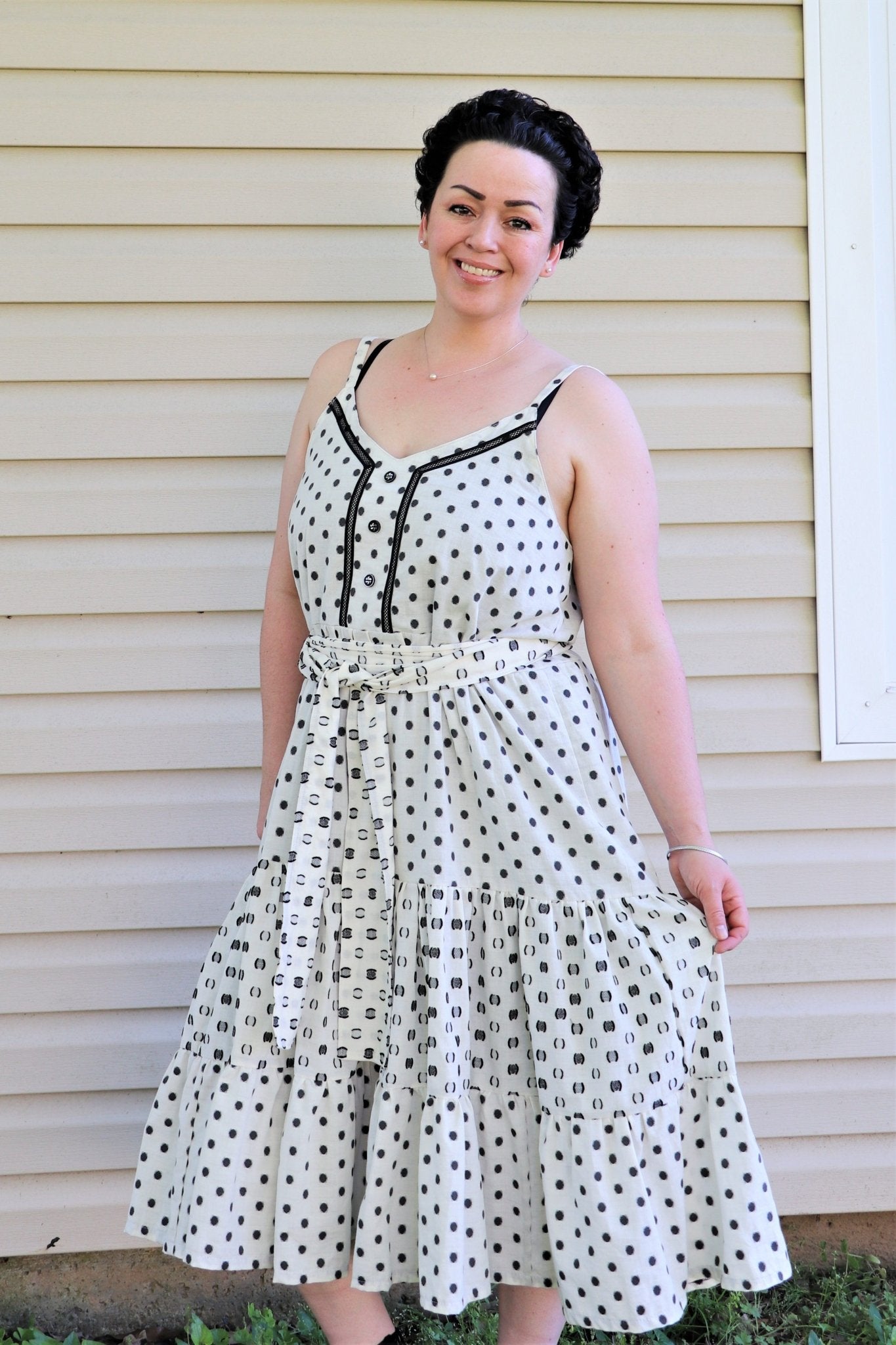 Polka Dots B/W. Cotton Jacquard Woven, WVP-253-BLK - Boho Fabrics