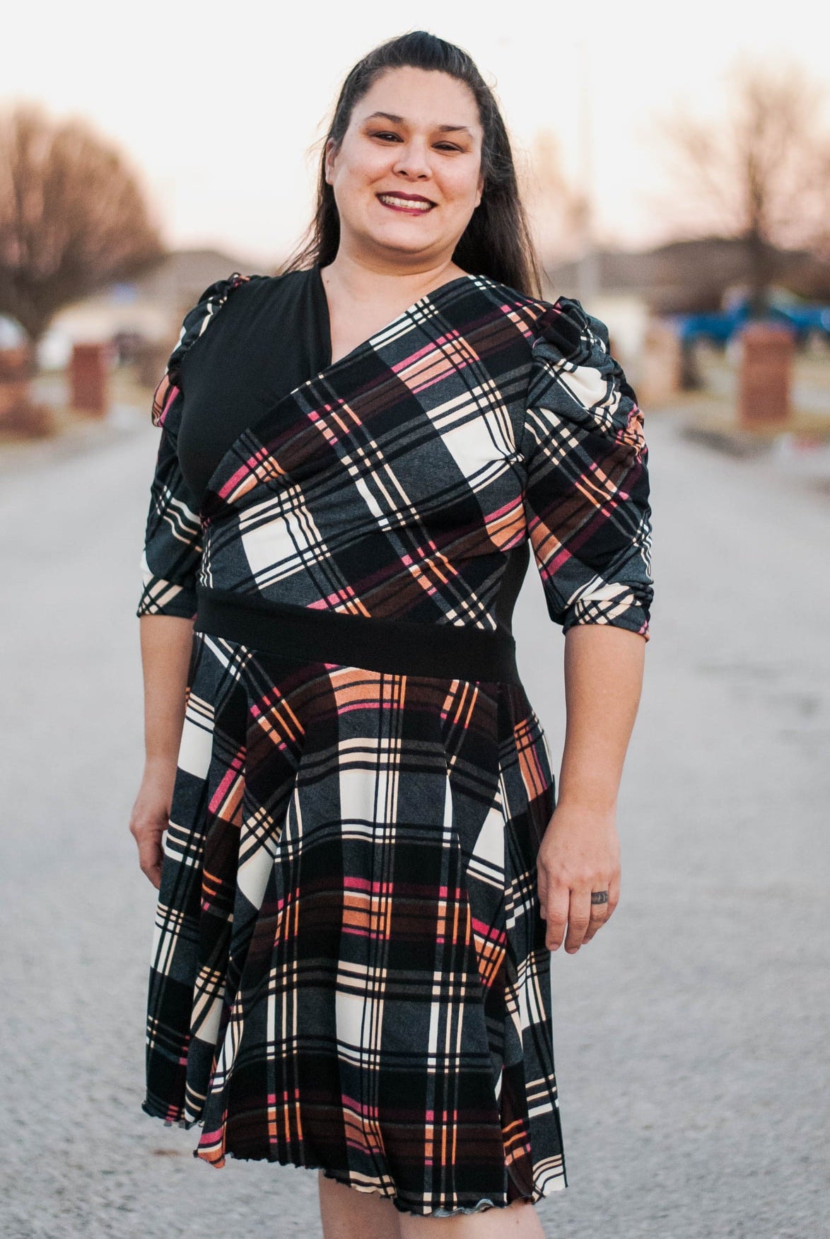 Pop of Pink Plaid, Brushed Sweater Knit Fabric. PRSW-105 - Boho Fabrics