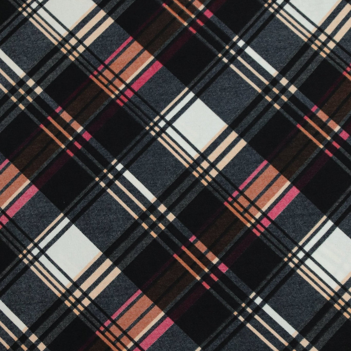 Pop of Pink Plaid, Brushed Sweater Knit PRSW-105 – Boho