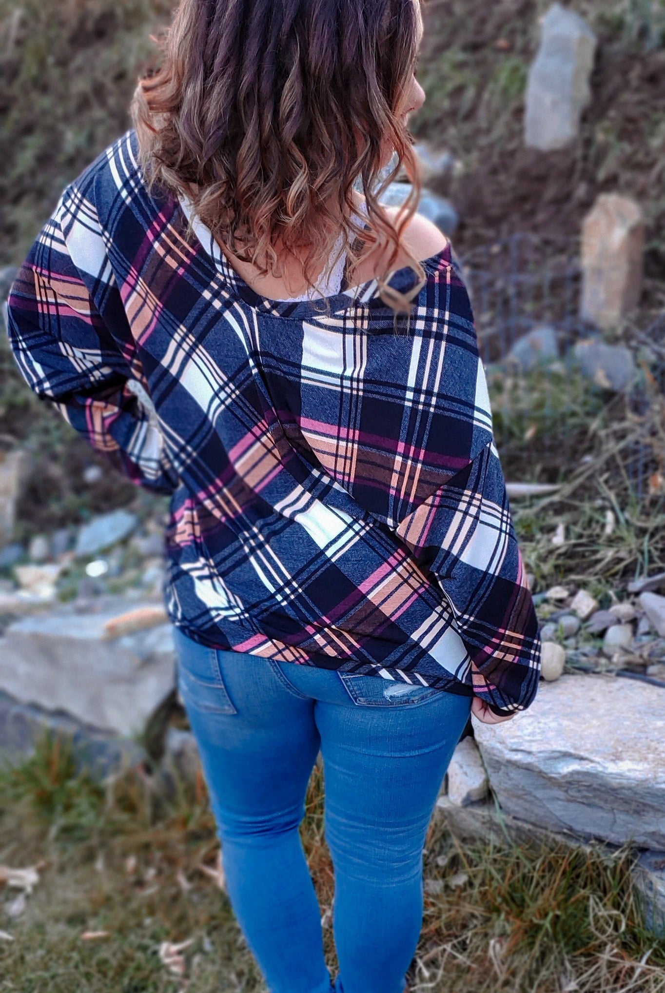 Pop of Pink Plaid, Brushed Sweater Knit Fabric. PRSW-105 - Boho Fabrics