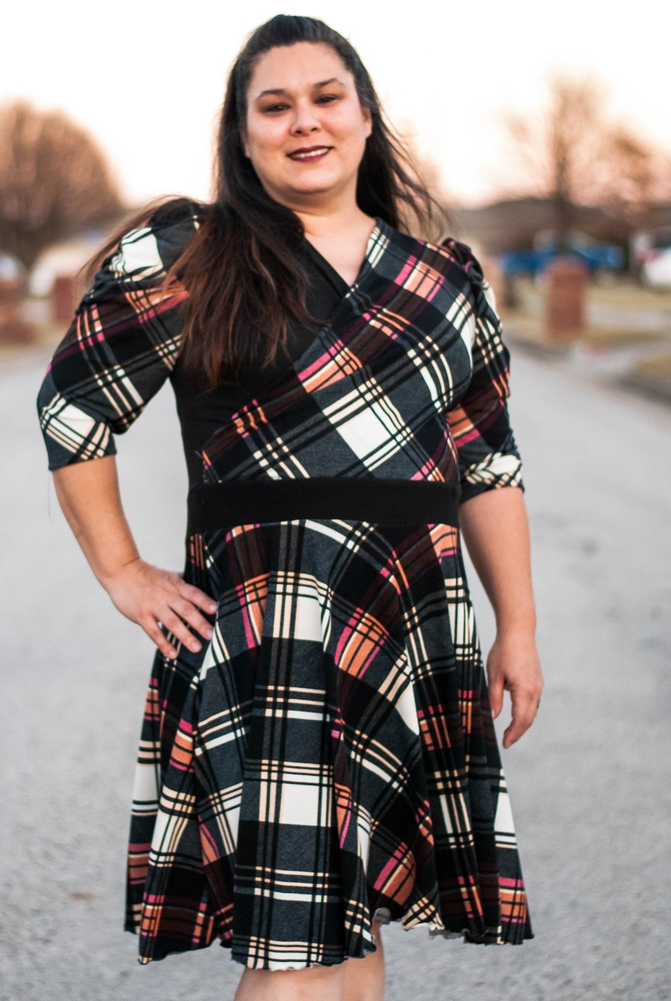 Pop of Pink Plaid, Brushed Sweater Knit Fabric. PRSW-105 - Boho Fabrics