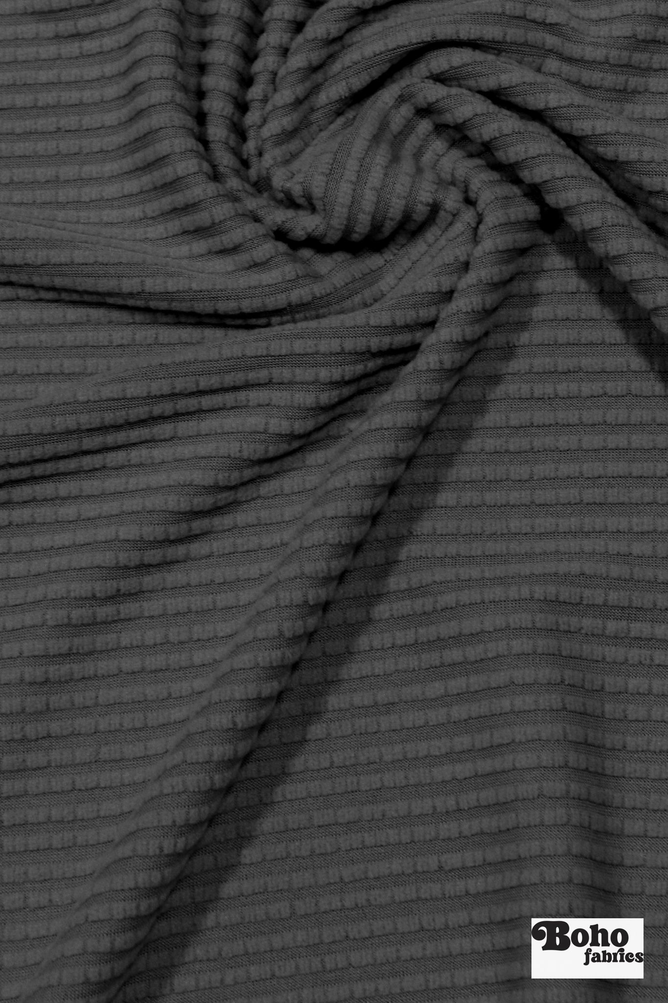 Power Grid Fleece by Polartec. Performance Knit Fabric in Charcoal - Boho Fabrics - Performance Fabrics