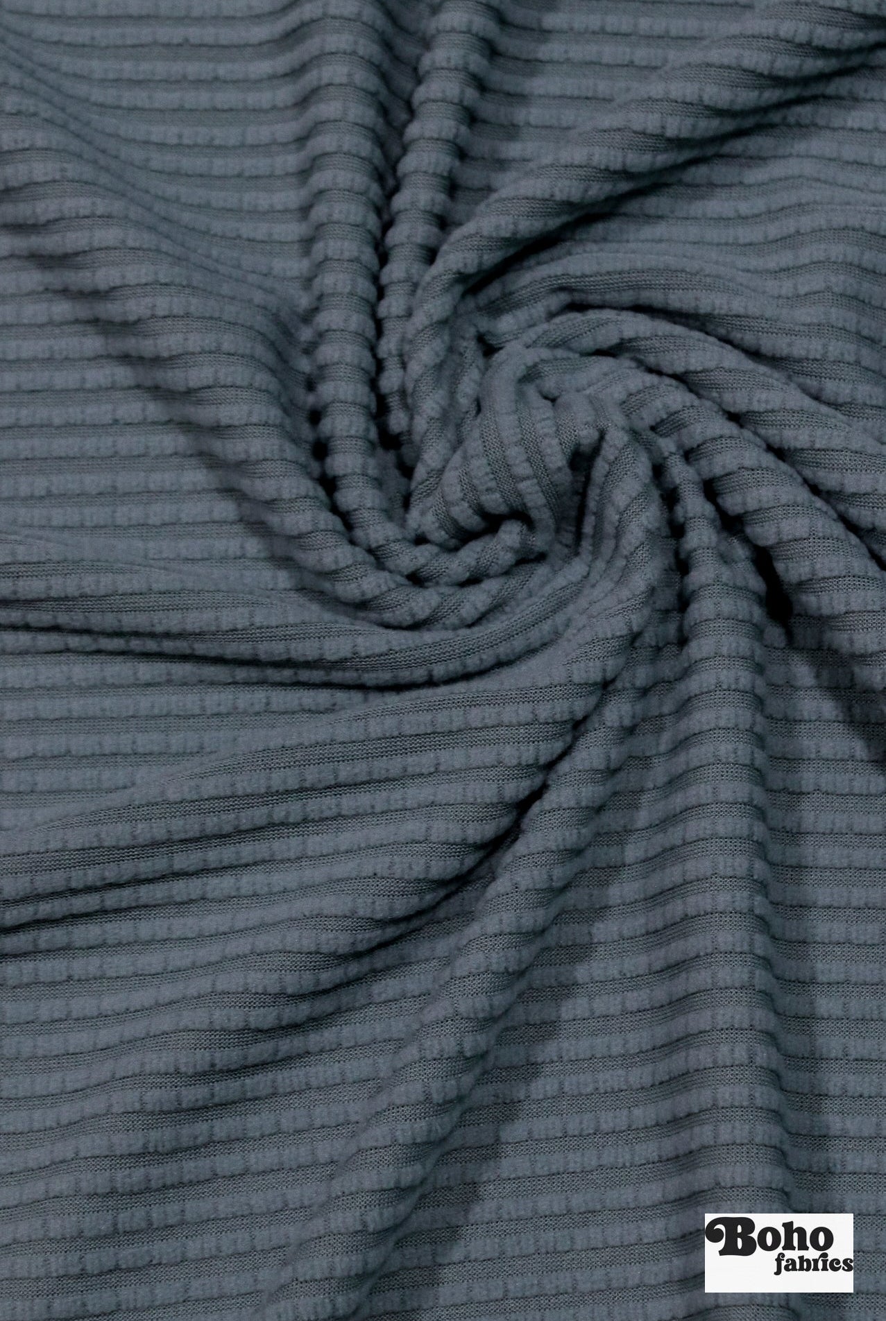 Power Grid Fleece by Polartec. Performance Knit Fabric in Steel Blue/Gray. *2nds* - Boho Fabrics - Performance Fabrics