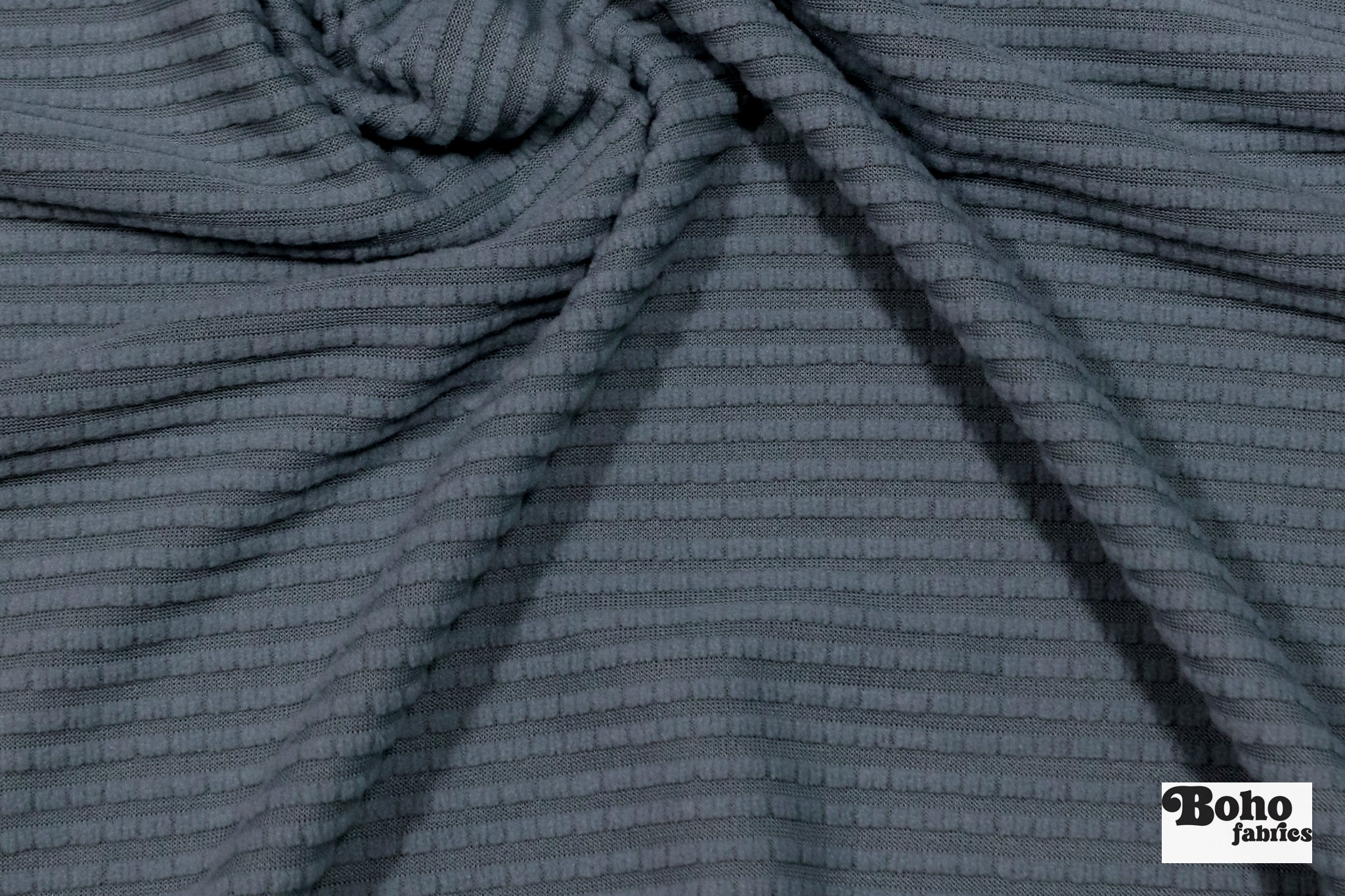 Power Grid Fleece by Polartec. Performance Knit Fabric in Steel Blue/Gray. *2nds* - Boho Fabrics - Performance Fabrics