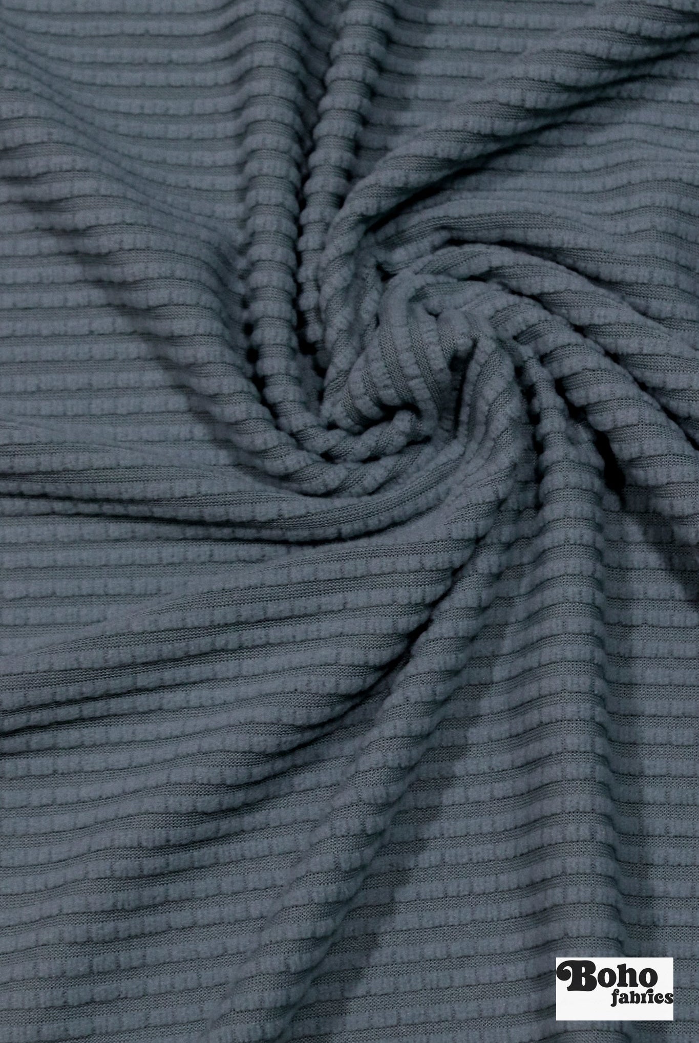 Power Grid Fleece by Polartec. Performance Knit Fabric in Steel Blue/Gray. *2nds* - Boho Fabrics - Performance Fabrics