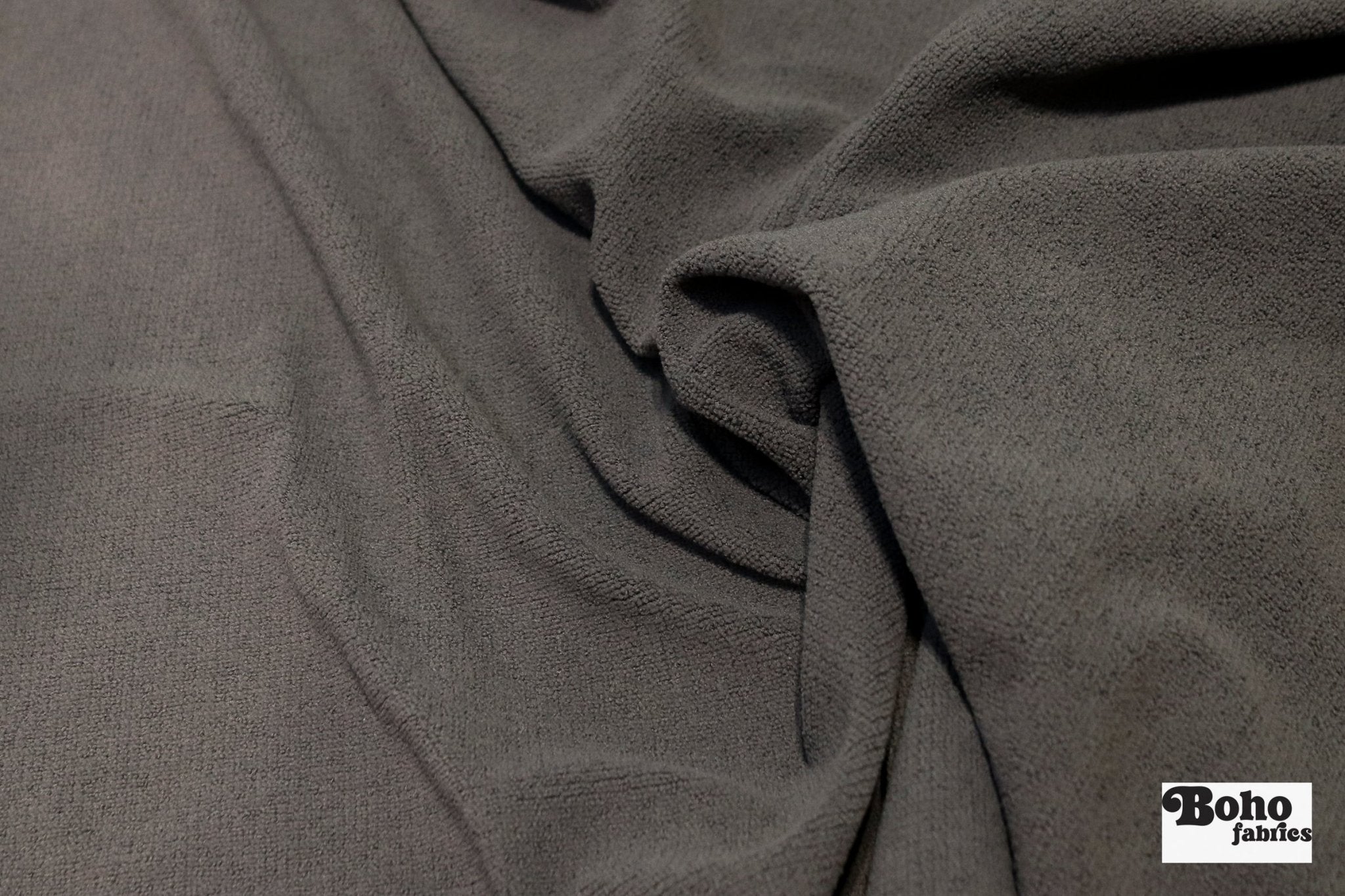 Power Grid Mid - Warmth (Terry - Style), Charcoal Maps — Performance Baselayer Fleece Fabric by Polartec - Boho Fabrics - Performance Fabrics