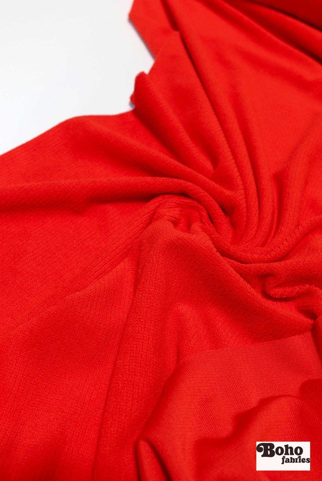 Power Grid Mid - Warmth (Terry - Style), Red Orange — Performance Baselayer Fleece Fabric by Polartec - Boho Fabrics - Performance Fabrics