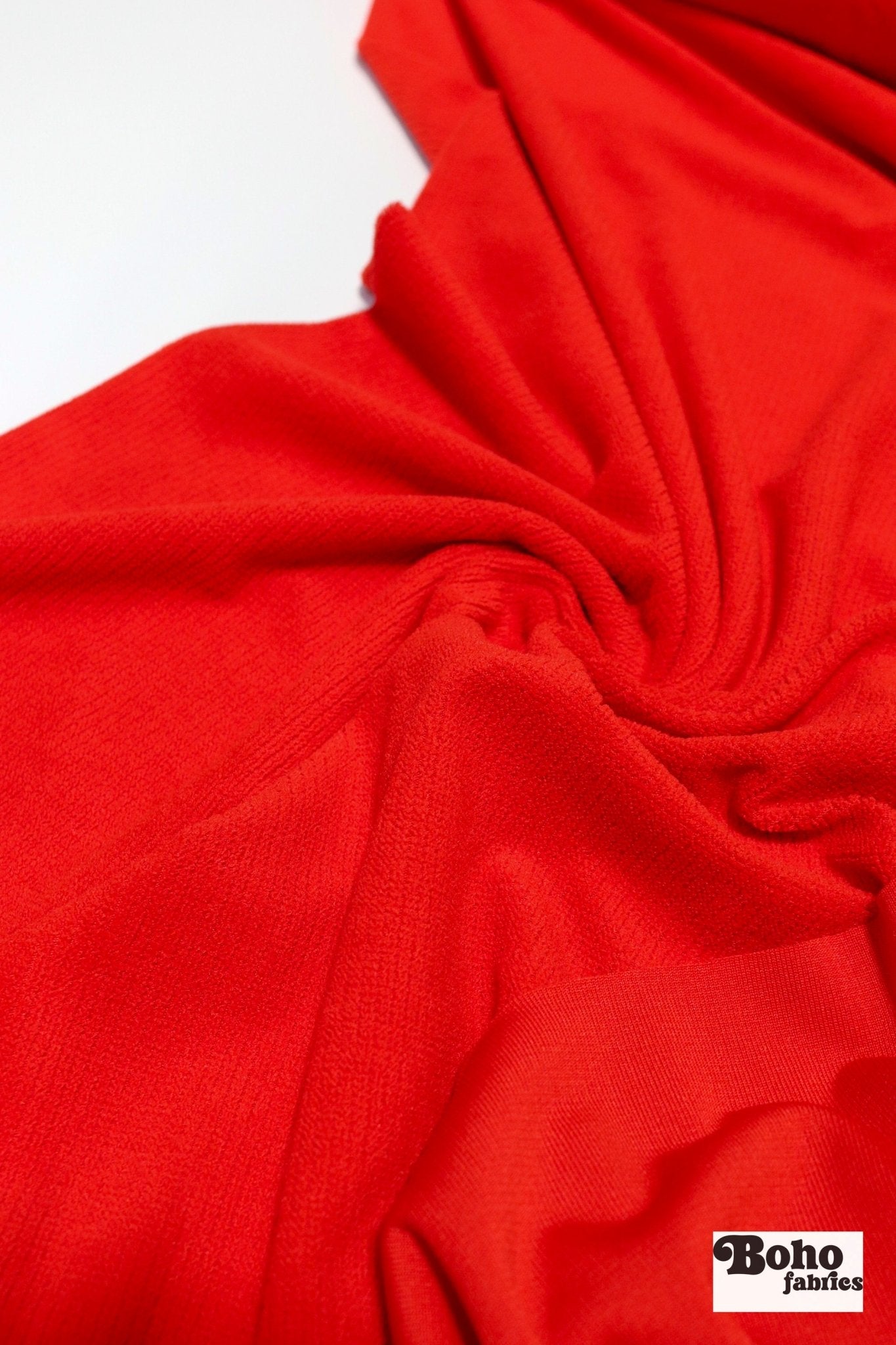 Power Grid Mid - Warmth (Terry - Style), Red Orange — Performance Baselayer Fleece Fabric by Polartec - Boho Fabrics - Performance Fabrics