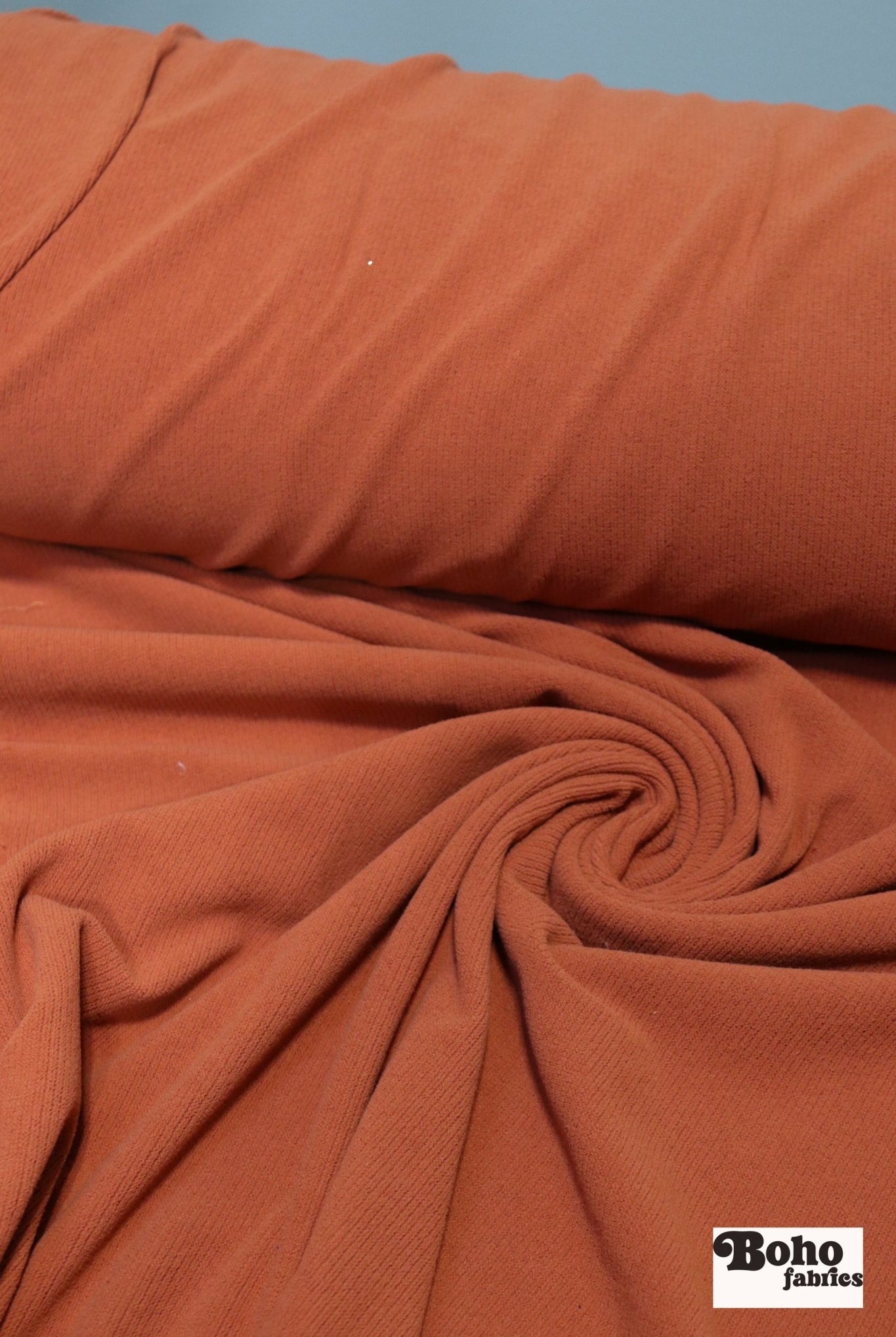 Power Grid Mid - Warmth (Terry - Style), Terracotta — Performance Baselayer Fleece Fabric by Polartec - Boho Fabrics - Performance Fabrics