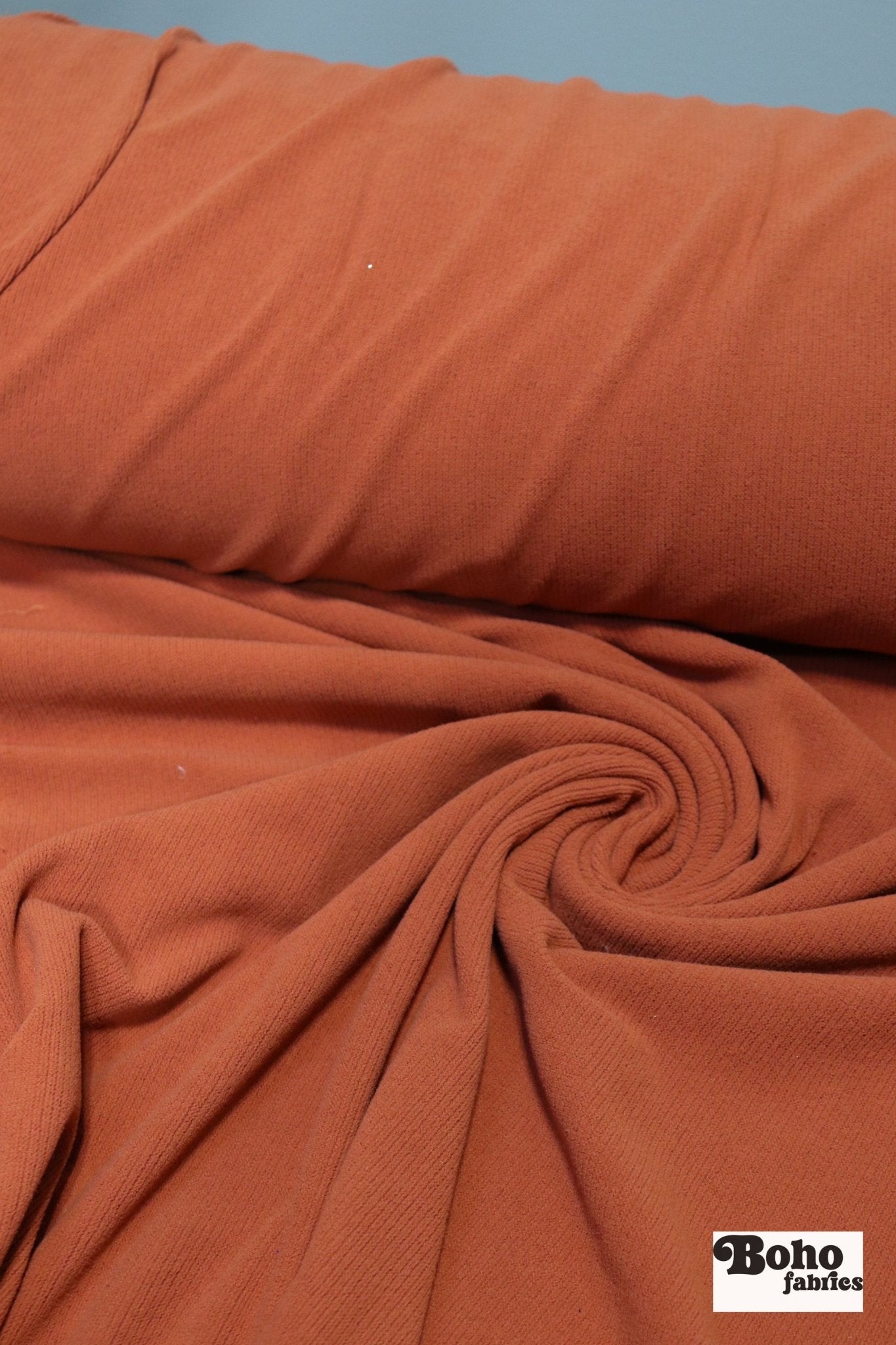 Power Grid Mid - Warmth (Terry - Style), Terracotta — Performance Baselayer Fleece Fabric by Polartec - Boho Fabrics - Performance Fabrics