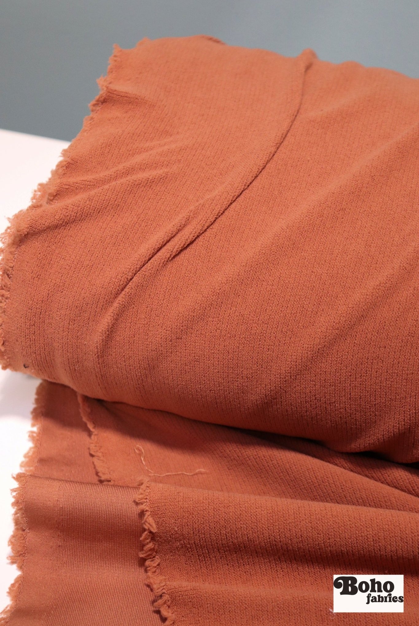 Power Grid Mid - Warmth (Terry - Style), Terracotta — Performance Baselayer Fleece Fabric by Polartec - Boho Fabrics - Performance Fabrics