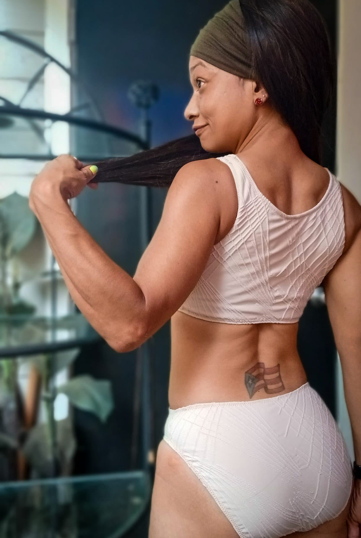 PRECUTS, Beige Textured Strobe, Jacquard Athletic/Swim Knit. High End Designer Quality! - Boho Fabrics - Athletic Knit Fabric