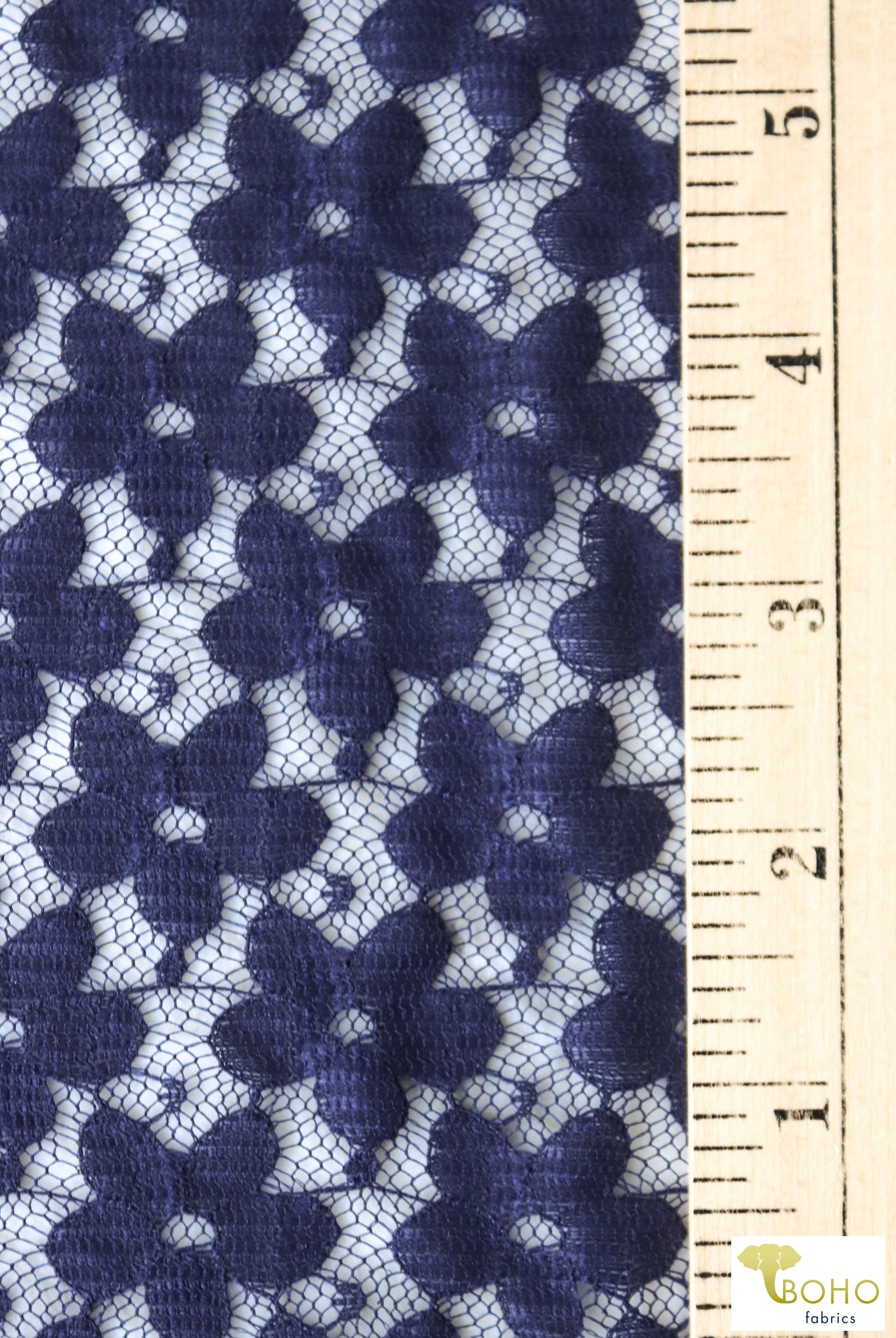 Pretty Little Daisies in Blue Stretch Lace - Boho Fabrics