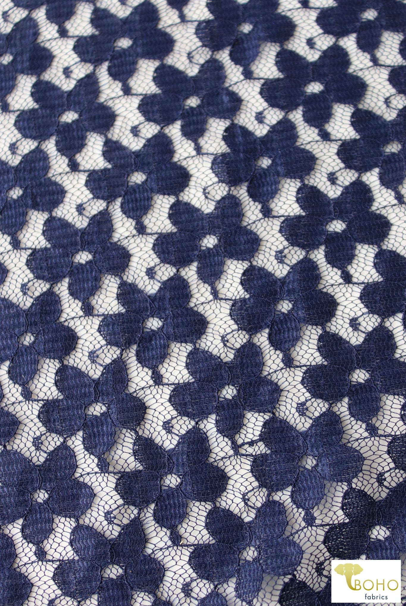 Pretty Little Daisies in Blue Stretch Lace - Boho Fabrics