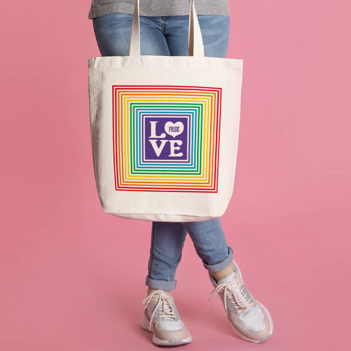 Pride Rainbow Box Tote Bag - Boho Fabrics -