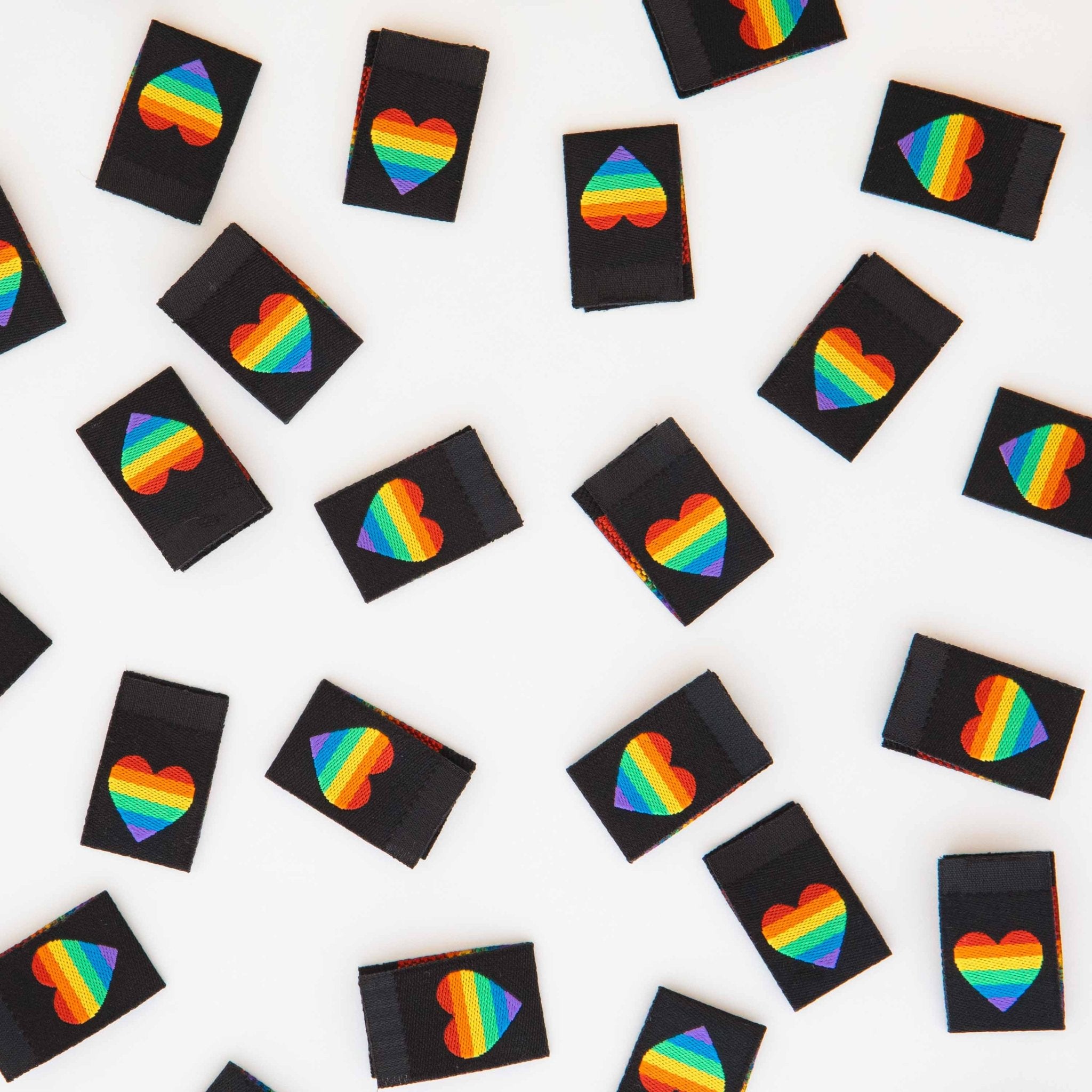 Pride Rainbow Heart Woven Sewing Quilt and Garment Labels - Boho Fabrics -