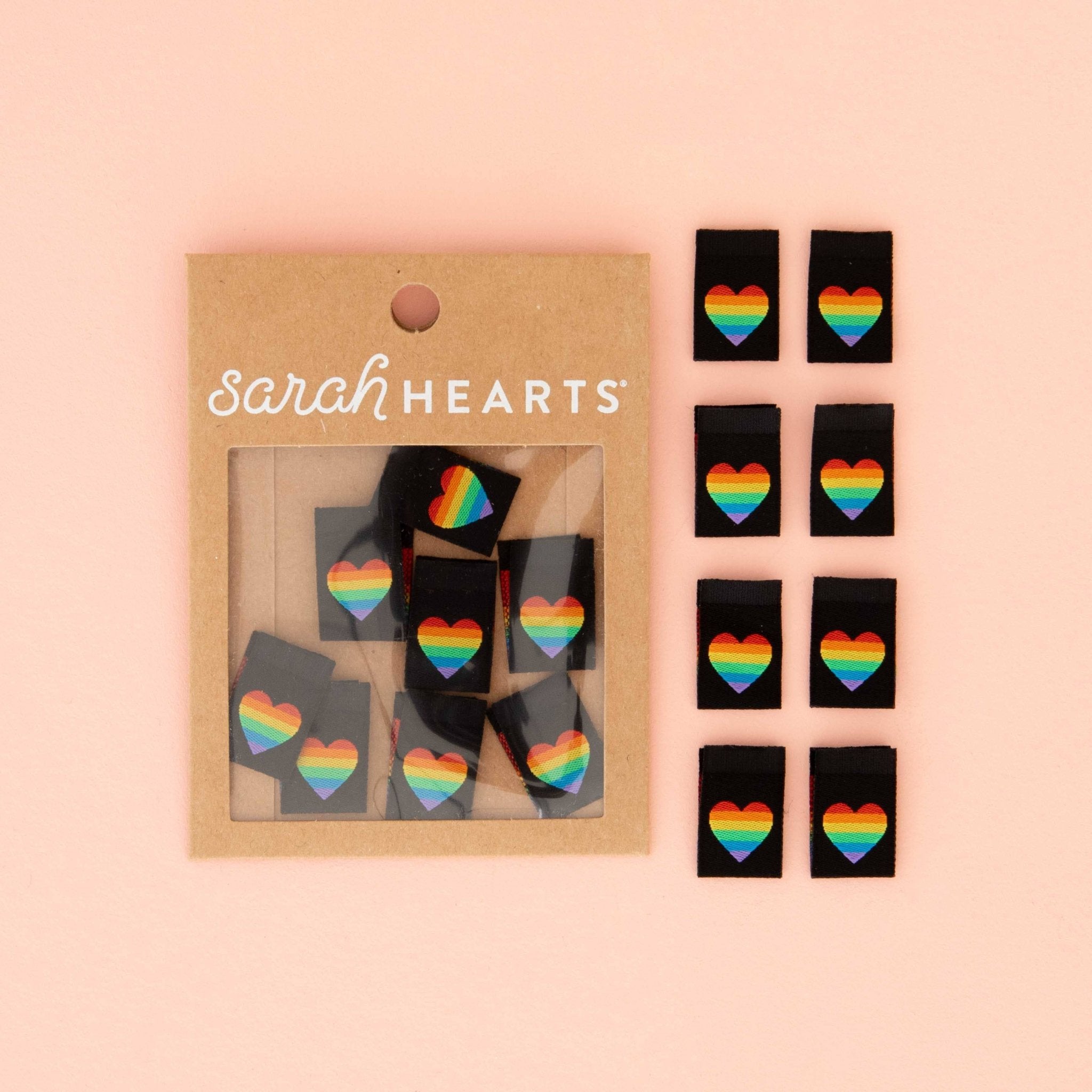 Pride Rainbow Heart Woven Sewing Quilt and Garment Labels - Boho Fabrics -