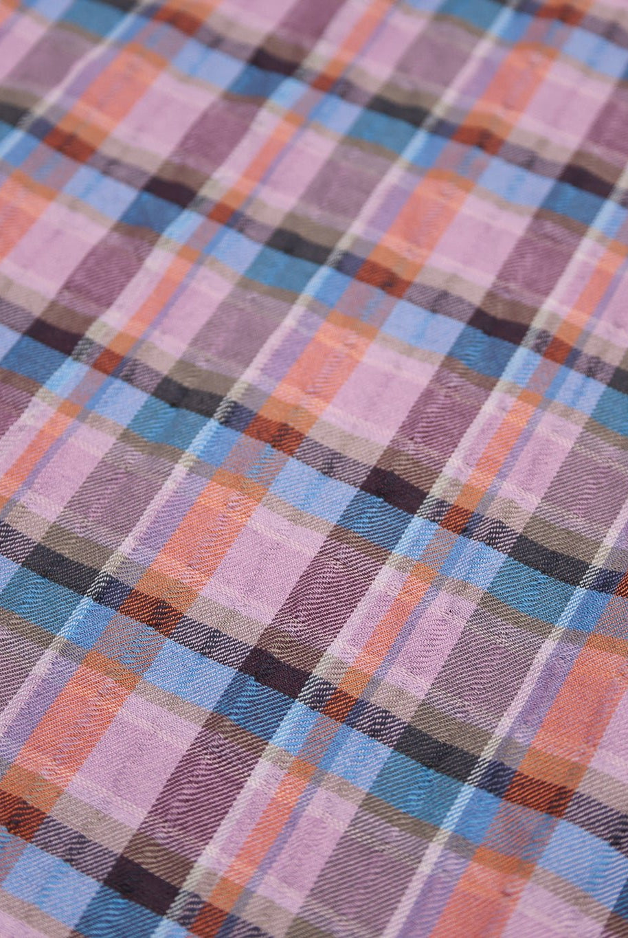 Purple, Blue & Orange Plaid Woven Fabric - Boho Fabrics - Woven Fabric