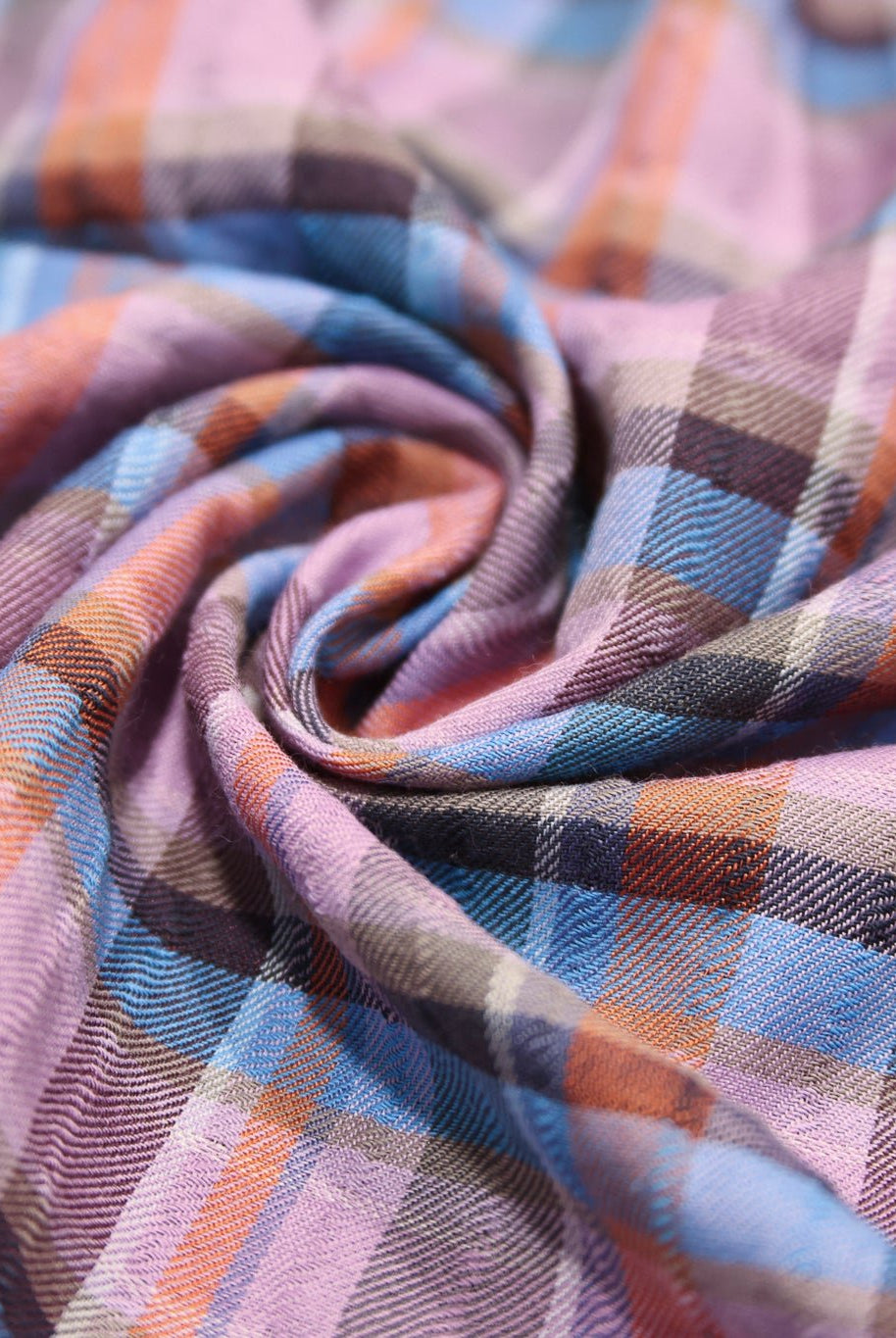 Purple, Blue & Orange Plaid Woven Fabric - Boho Fabrics - Woven Fabric