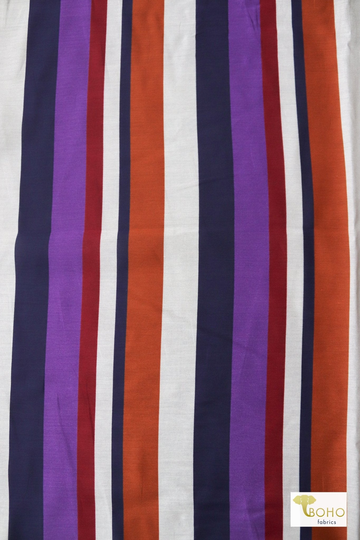 Purple Copper Vertical Stripes, Cotton/Silk Lawn Woven - Boho Fabrics
