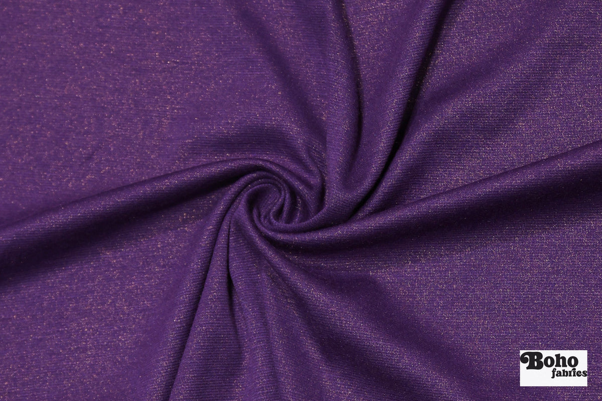 Purple, Foiled Ponte Knit Fabric - Boho Fabrics - Ponte Solid, Knit Fabric
