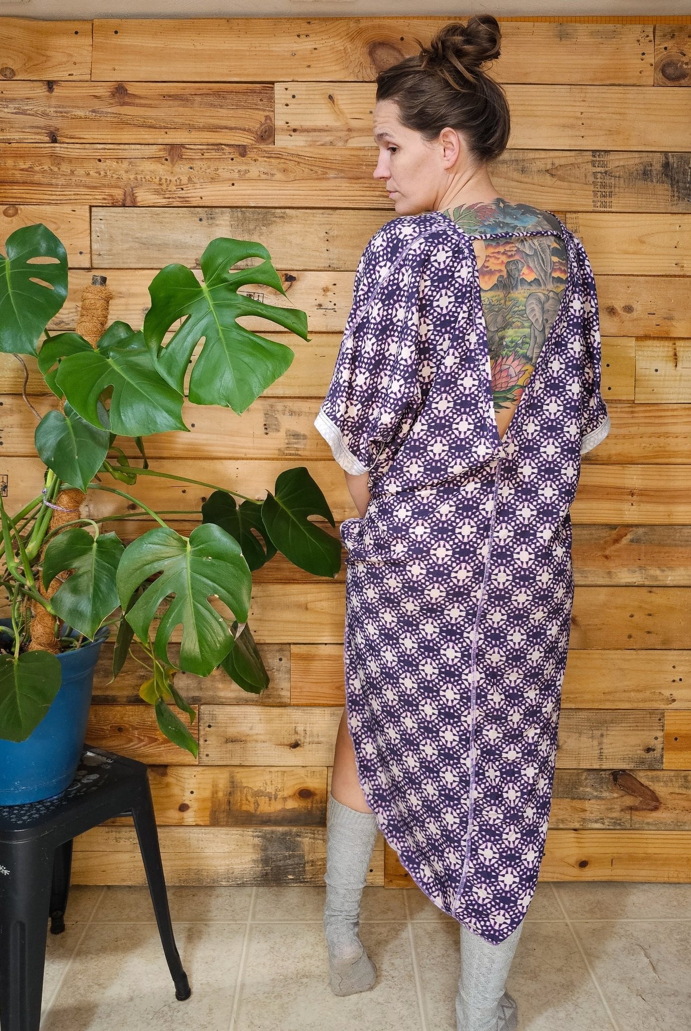 Purple Geometric, Rayon Challis Woven Fabric - Boho Fabrics - Challis, Woven