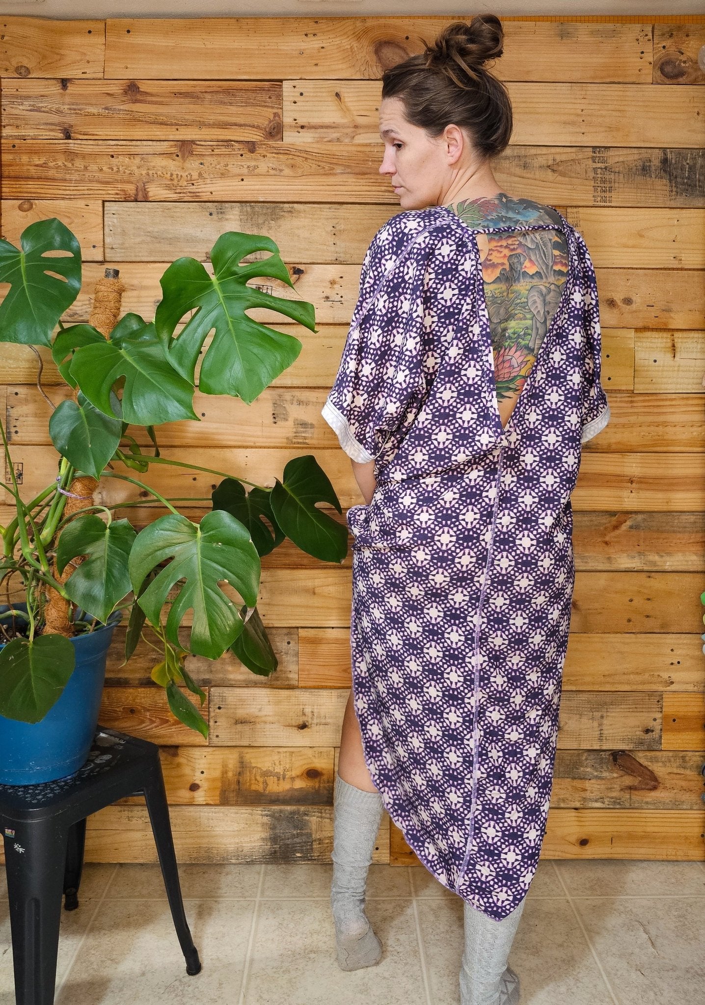 Purple Geometric, Rayon Challis Woven Fabric - Boho Fabrics - Challis, Woven