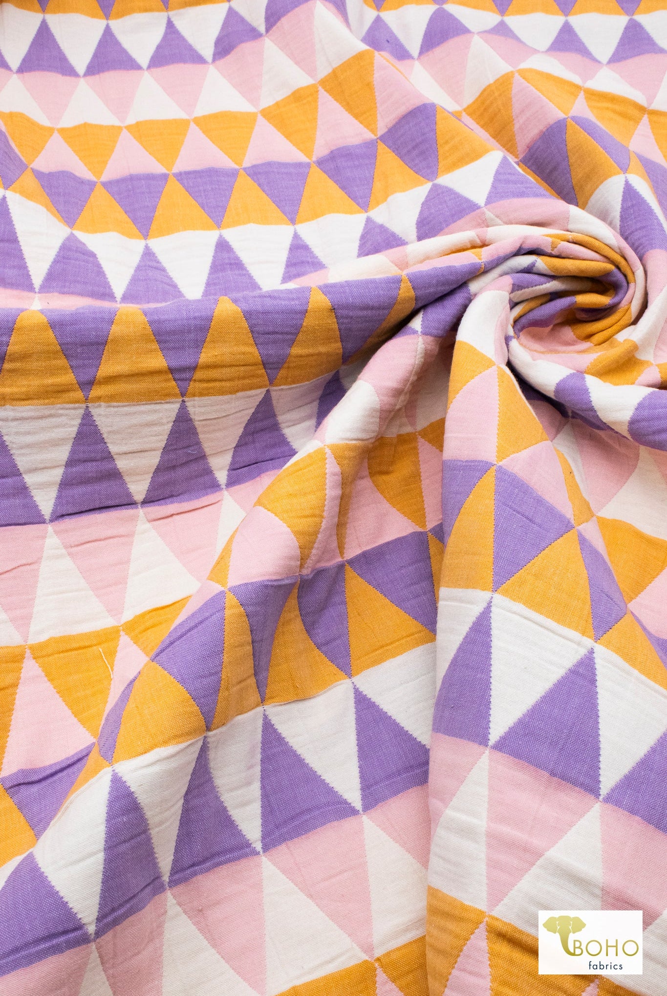 Purple Harlequin Diamonds, Designer Quilted Woven Fabric. - Boho Fabrics - Quilted, Woven