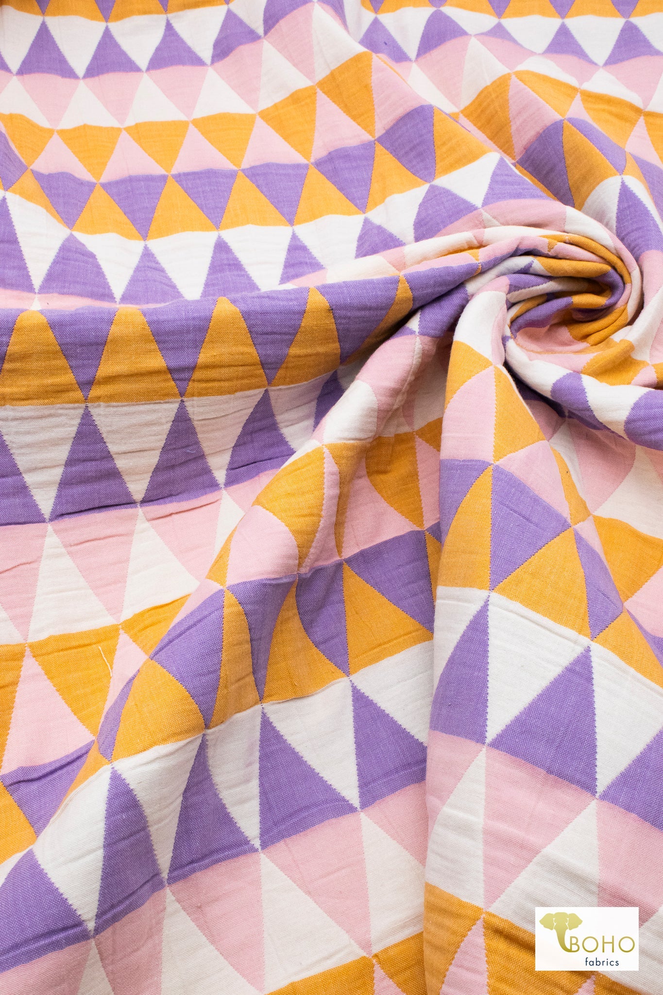 Purple Harlequin Diamonds, Designer Quilted Woven Fabric. - Boho Fabrics - Quilted, Woven