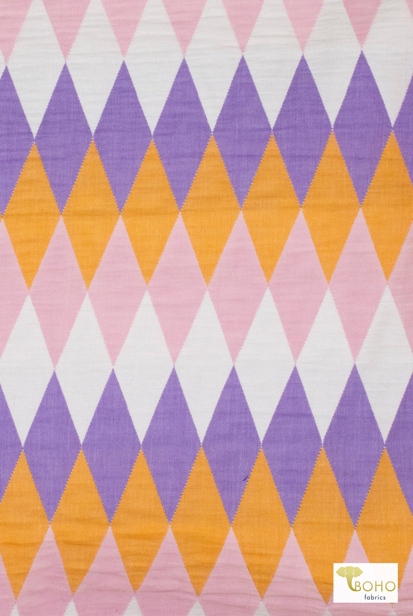 Purple Harlequin Diamonds, Designer Quilted Woven Fabric. - Boho Fabrics - Quilted, Woven
