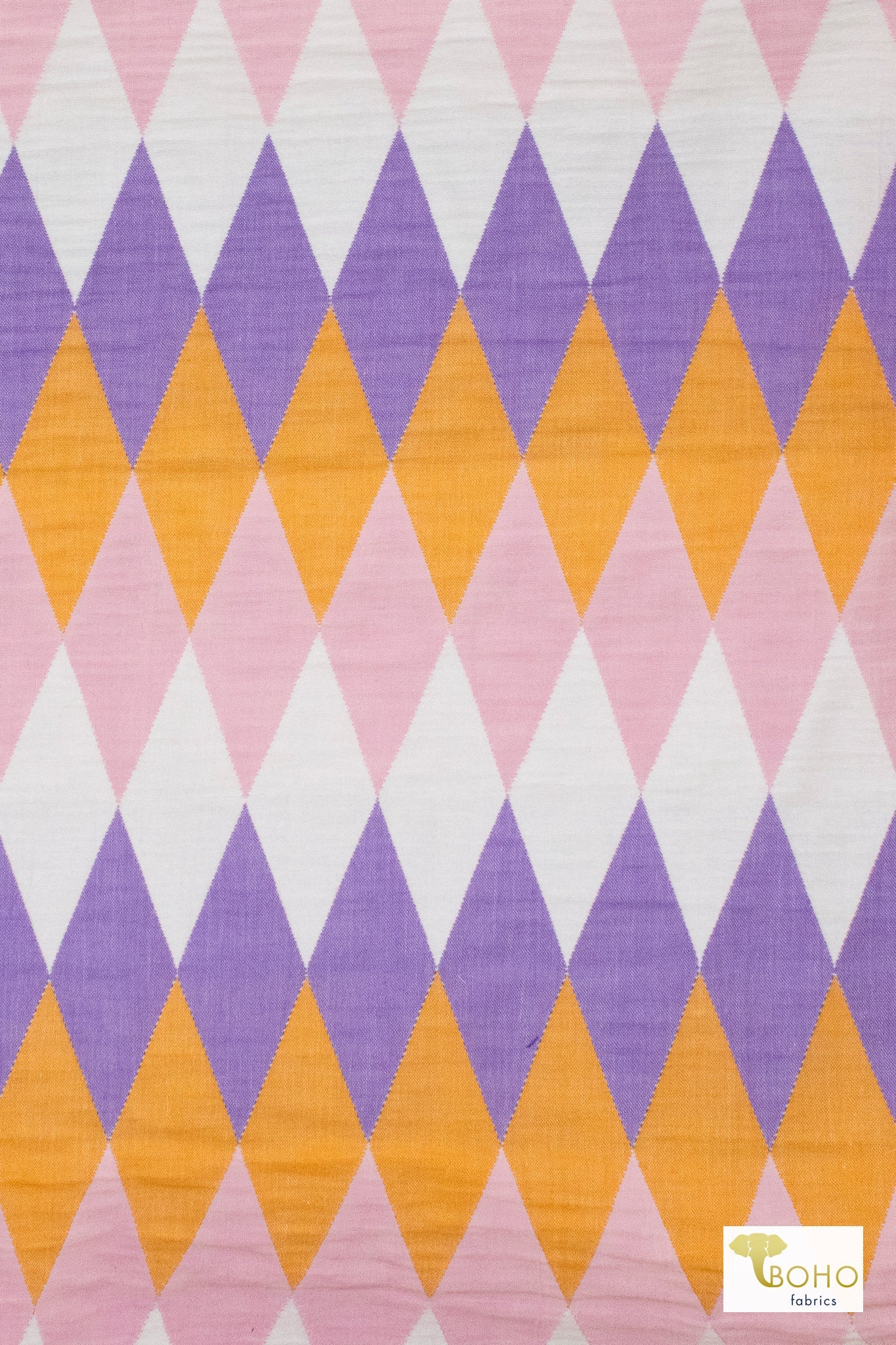 Purple Harlequin Diamonds, Designer Quilted Woven Fabric. - Boho Fabrics - Quilted, Woven