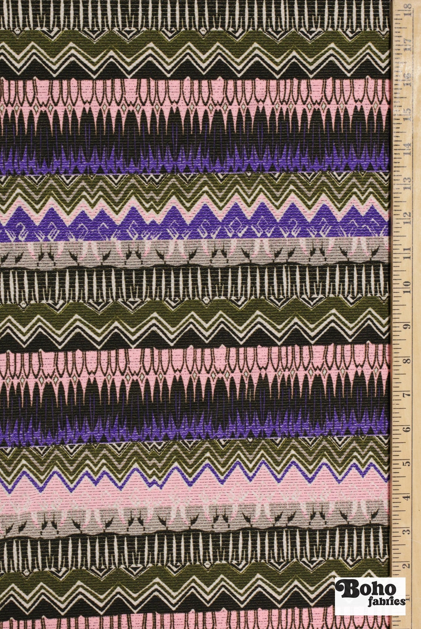 Purple Rythym , Printed Athletic Knit Fabric - Boho Fabrics - Athletic Knit Fabric