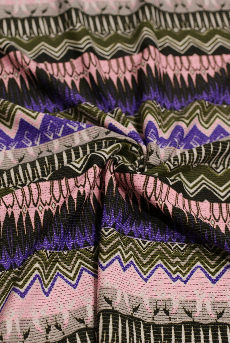 Purple Rythym , Printed Athletic Knit Fabric - Boho Fabrics - Athletic Knit Fabric