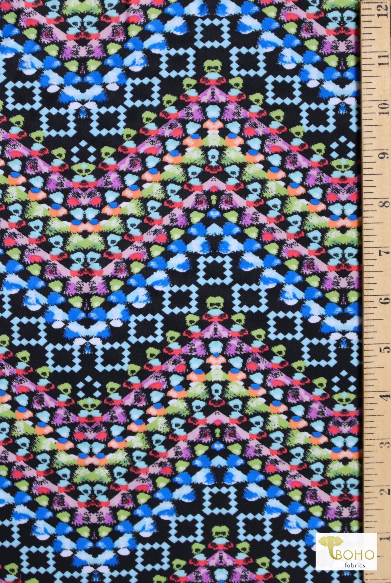 Rainbow Droplets Chevron, Swim/Athletic Knit Fabric - Boho Fabrics - Swim Knit, Printed Fabric