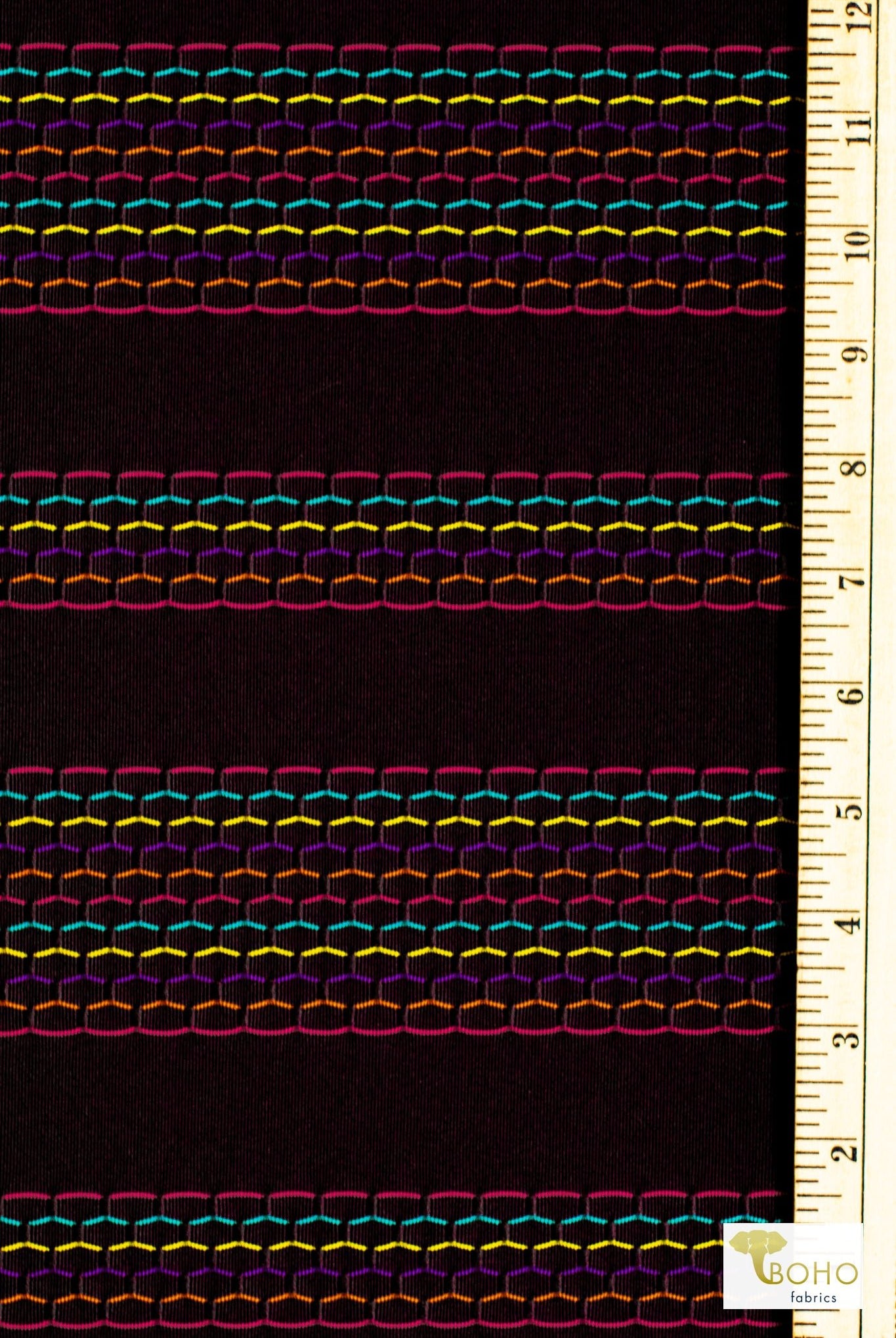 Rainbow Honeycomb, Athletic Knit - Boho Fabrics - Athletic Knit Fabric