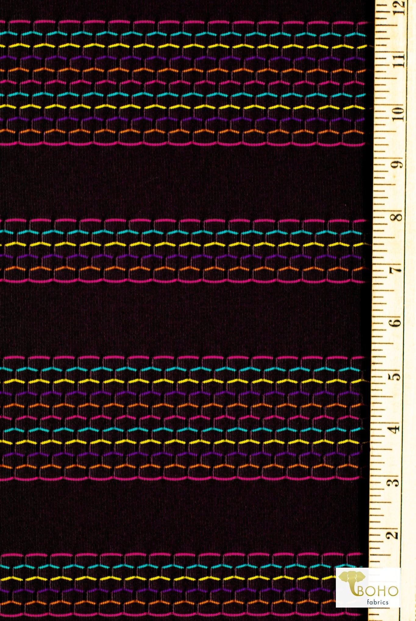 Rainbow Honeycomb, Athletic Knit - Boho Fabrics - Athletic Knit Fabric
