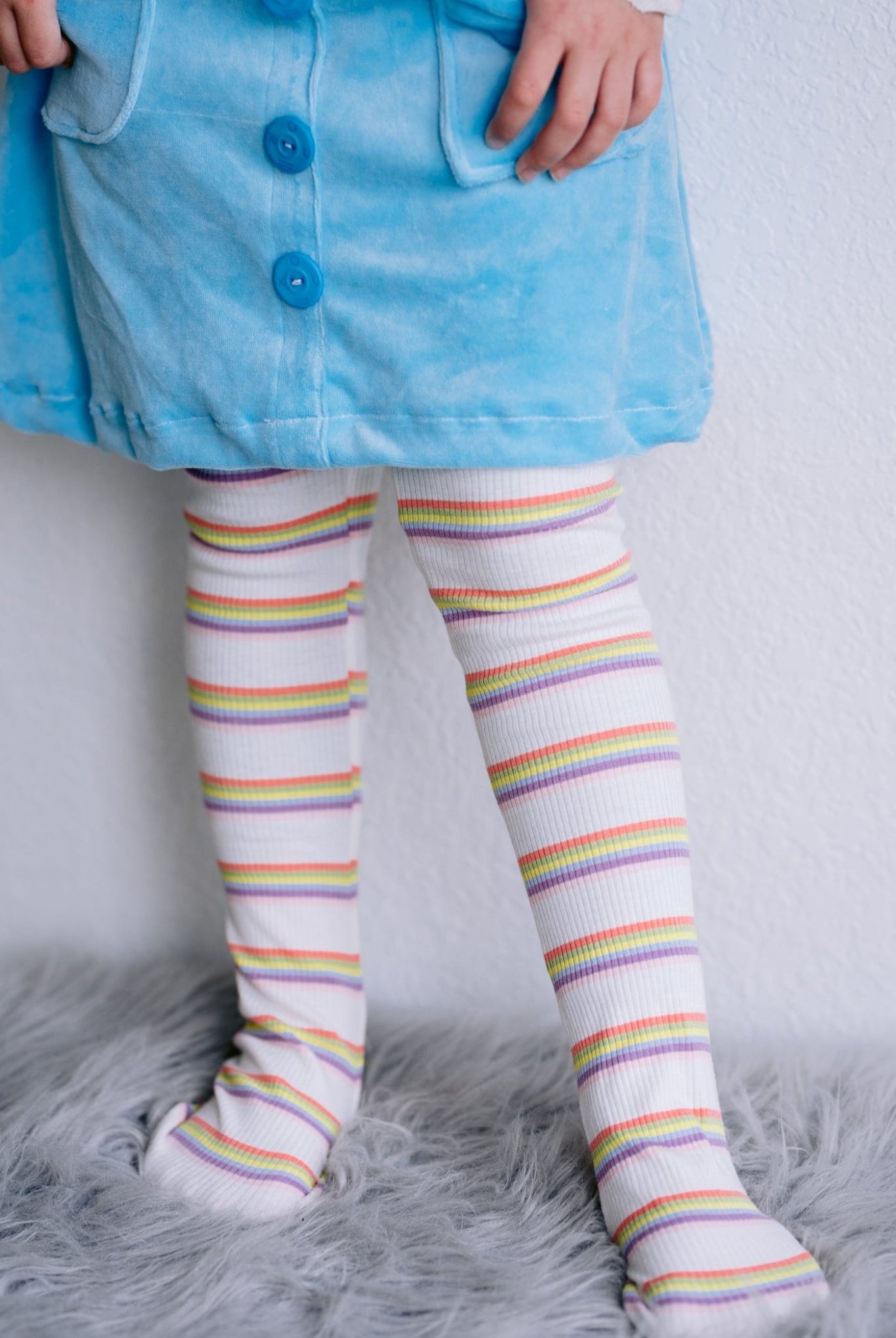 Rainbow Stripes in Muted Color Palette Rib Knit. RIB-124 - Boho Fabrics