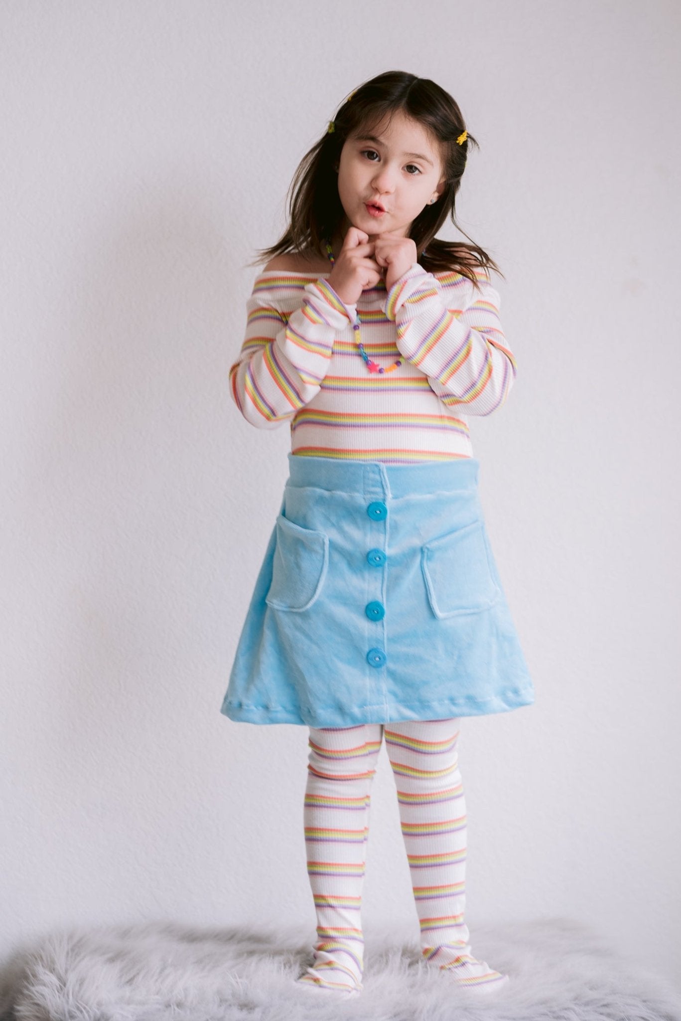 Rainbow Stripes in Muted Color Palette Rib Knit. RIB-124 - Boho Fabrics