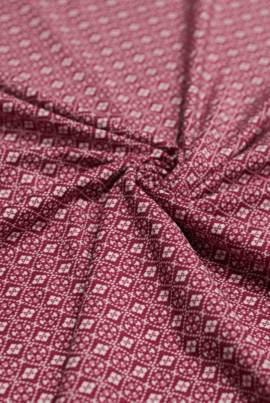 Raspberry Lattice, Printed Athletic Knit Fabric - Boho Fabrics - Athletic Knit Fabric
