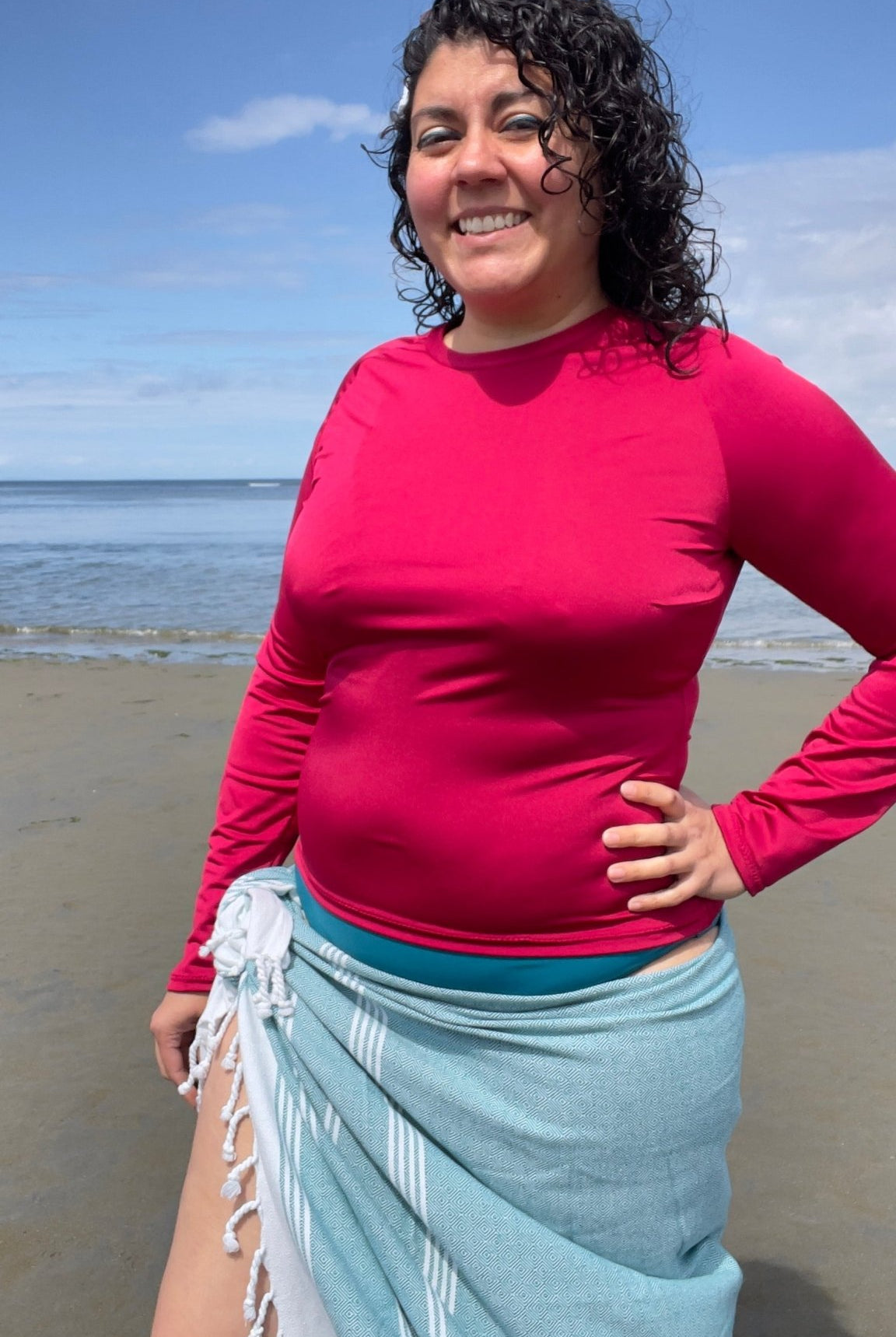 Raspberry, Shiny, Swim Solid Knit Fabric - Boho Fabrics - Swim Knit, Solid Fabric