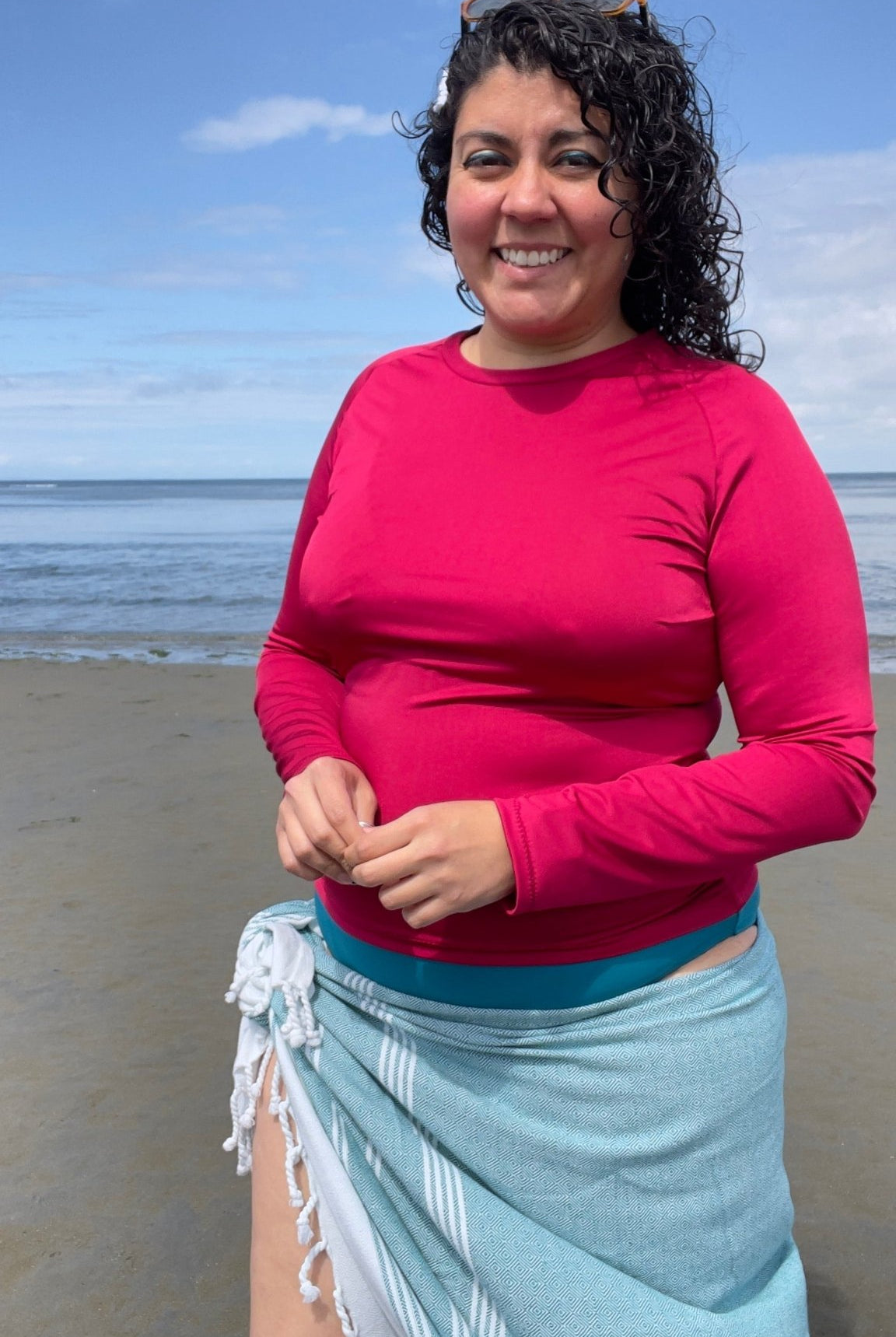 Raspberry, Shiny, Swim Solid Knit Fabric - Boho Fabrics - Swim Knit, Solid Fabric