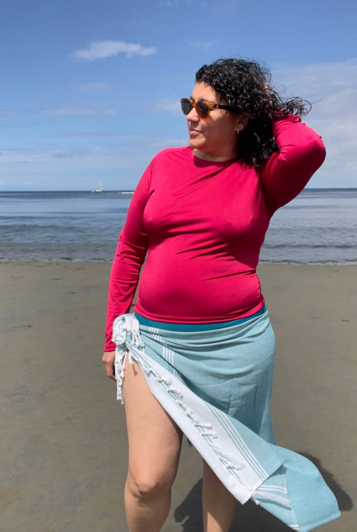 Raspberry, Shiny, Swim Solid Knit Fabric - Boho Fabrics - Swim Knit, Solid Fabric