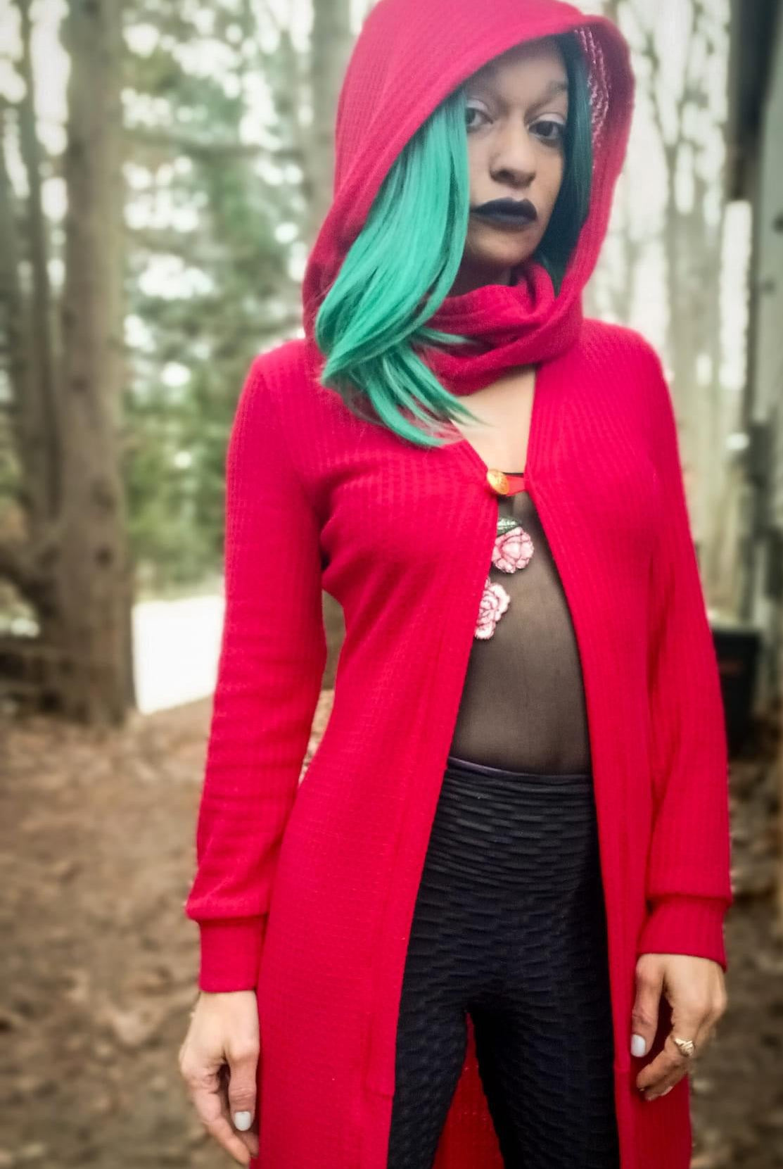 Red, Brushed Waffle Knit Fabric - Boho Fabrics - Waffle Knits