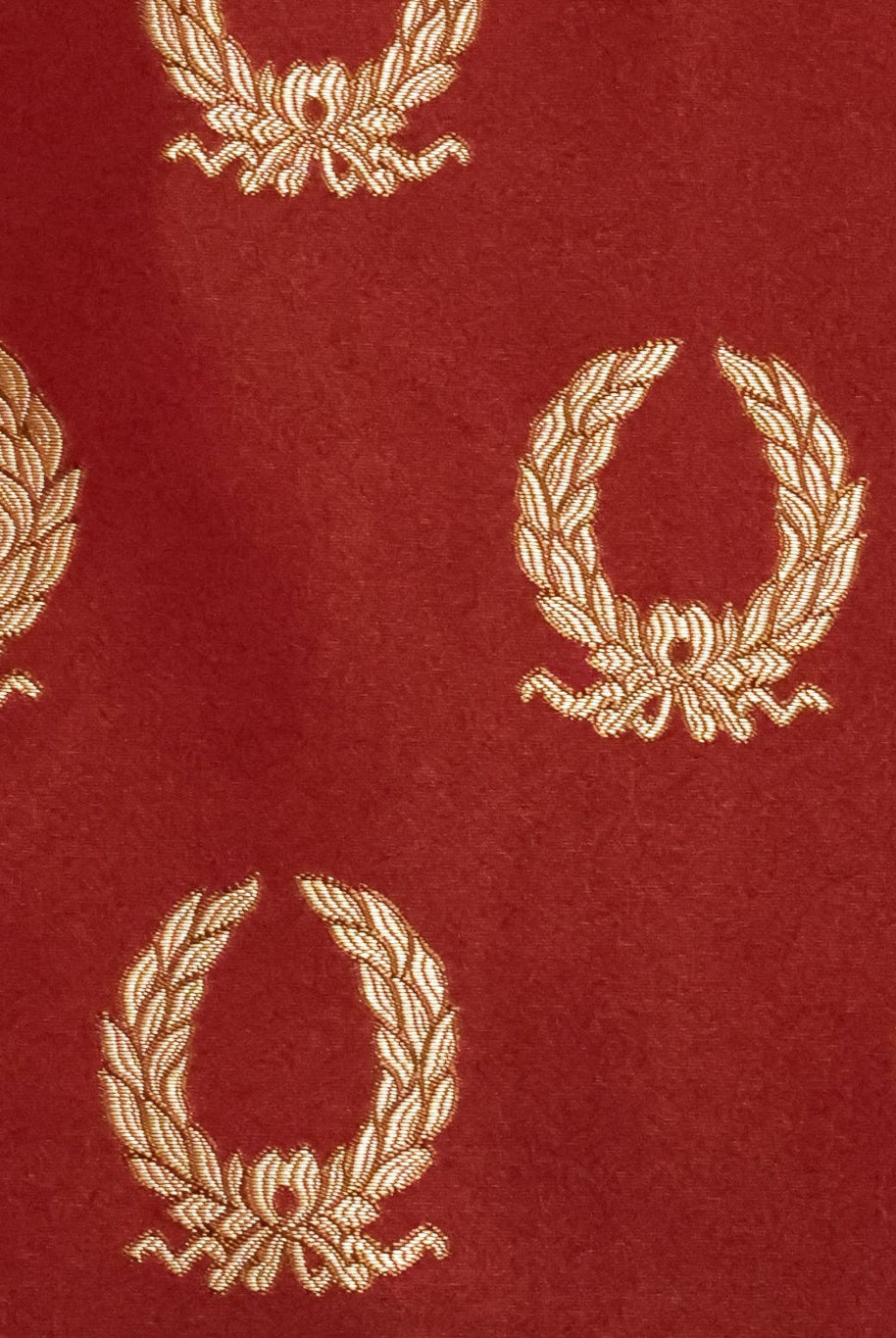 Red & Gold Laurel Wreaths Jacquard Woven Fabric - Boho Fabrics - Jacquard, Woven