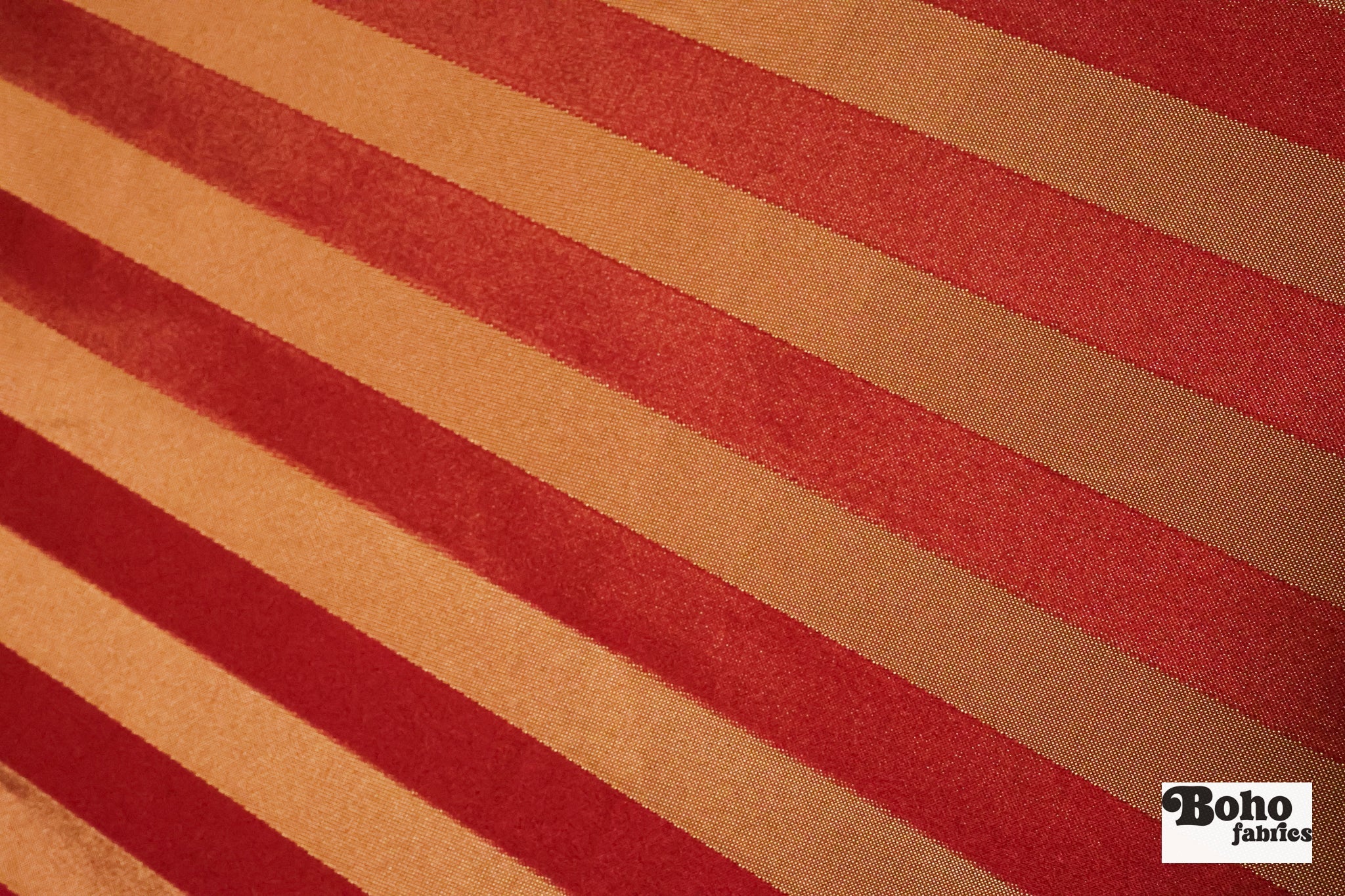 Red & Gold Stripe Jacquard Woven Fabric - Boho Fabrics - Jacquard, Woven