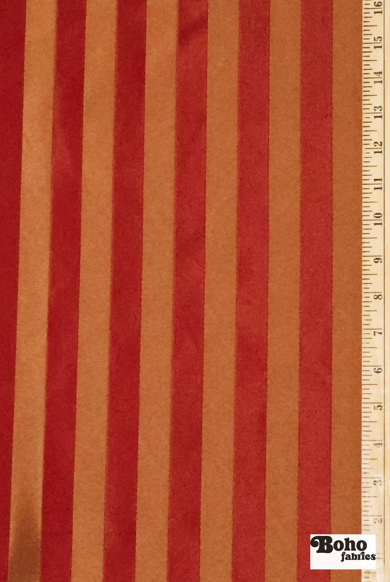 Red & Gold Stripe Jacquard Woven Fabric - Boho Fabrics - Jacquard, Woven