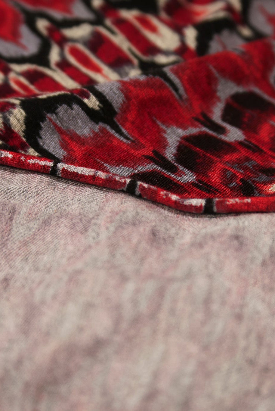 Red Ikat-Inspired Print, Rayon Spandex Jersey Knit Fabric - Boho Fabrics - Rayon Jersey Solid, Knit Fabric