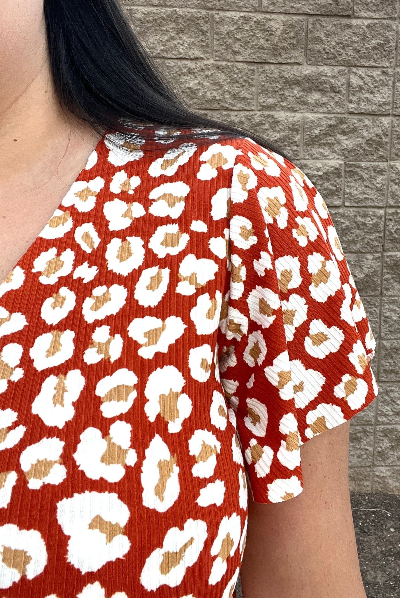 Red Leopard, Printed Rib Knit Fabric - Boho Fabrics