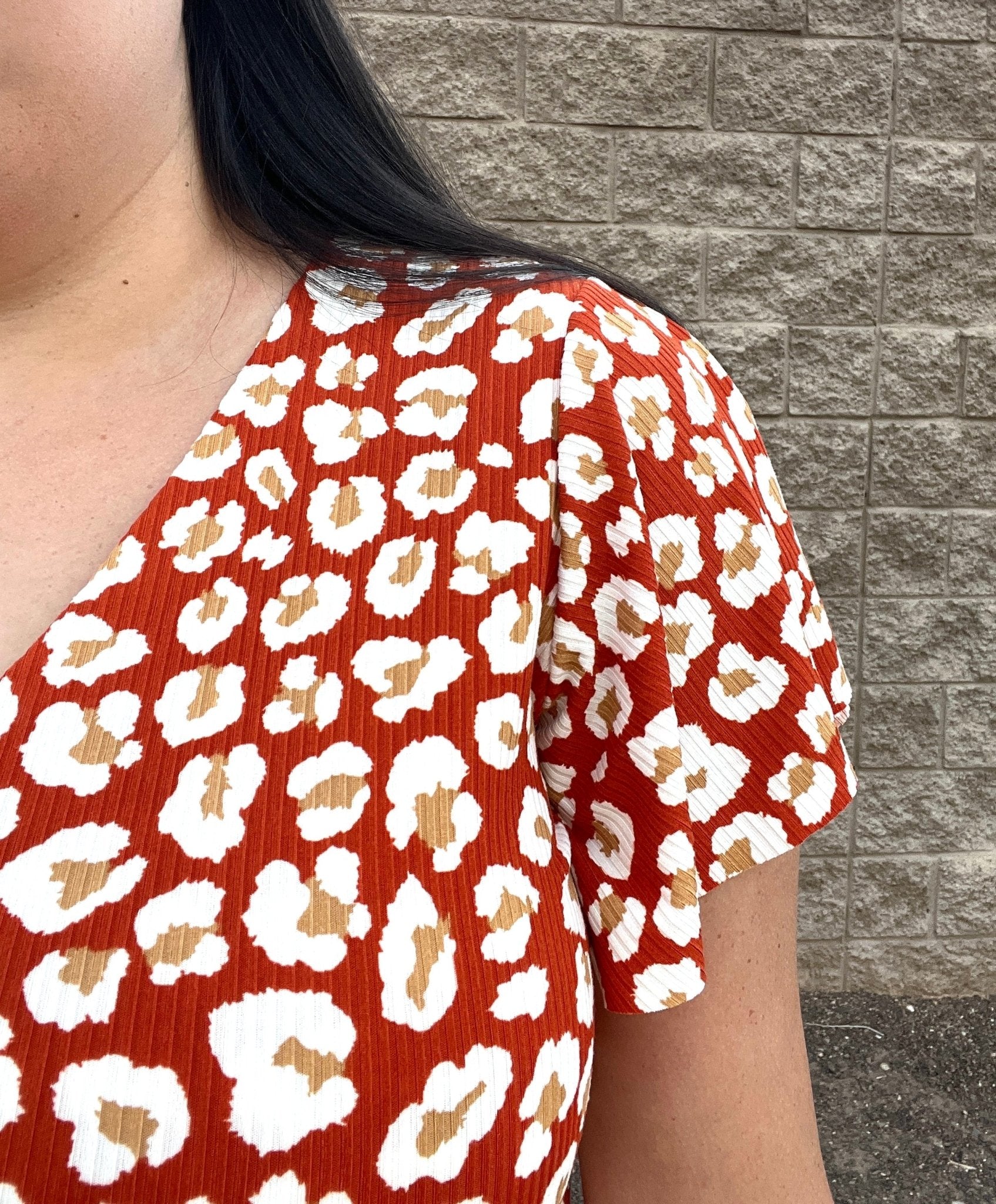 Red Leopard, Printed Rib Knit Fabric - Boho Fabrics