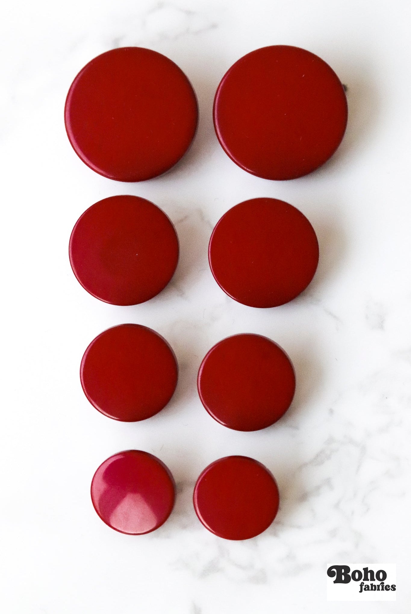 Red, Mod Gambit, Shank Button. Available in 15mm, 18mm, 20mm, 25mm - Boho Fabrics - Buttons & Snaps